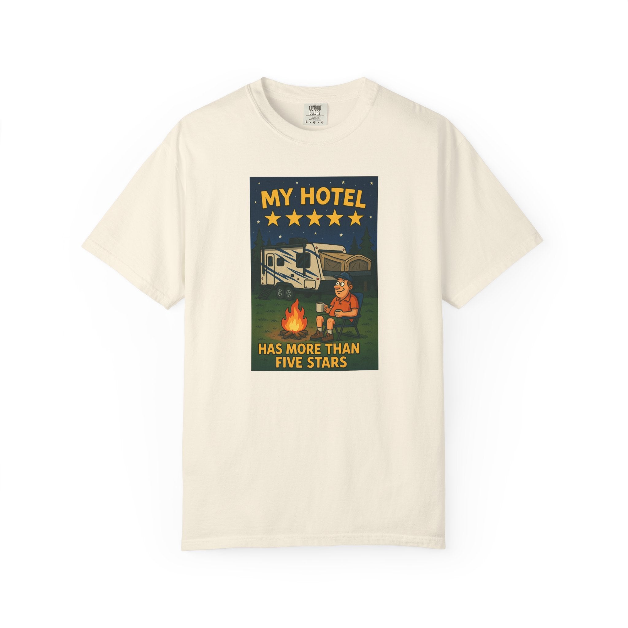 My Hotel Five Stars Unisex Garment-Dyed T-Shirt - Perfect for Campers and Travelers