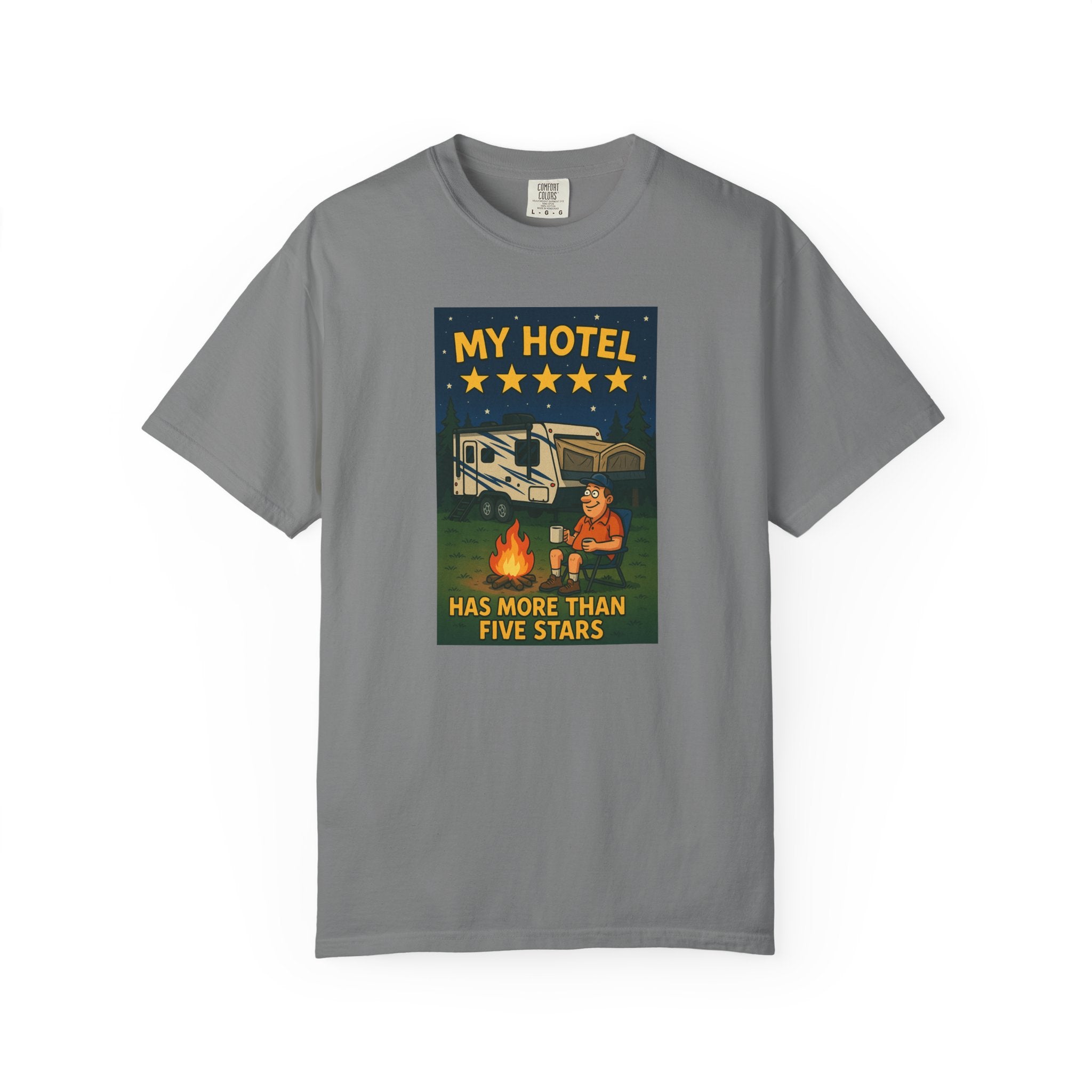 My Hotel Five Stars Unisex Garment-Dyed T-Shirt - Perfect for Campers and Travelers