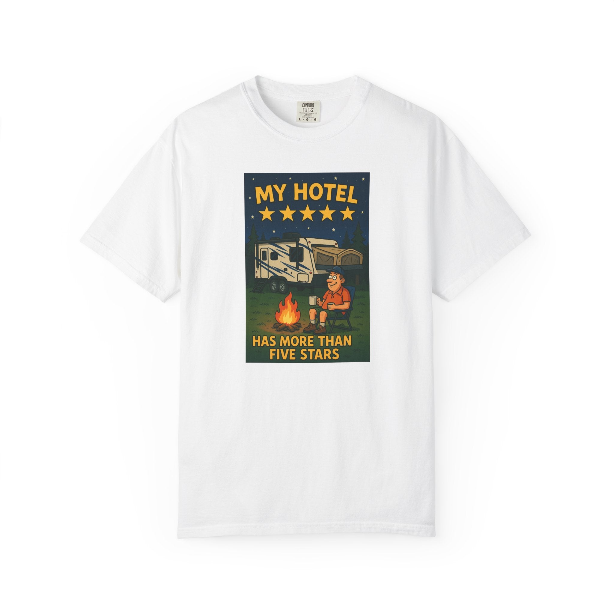 My Hotel Five Stars Unisex Garment-Dyed T-Shirt - Perfect for Campers and Travelers