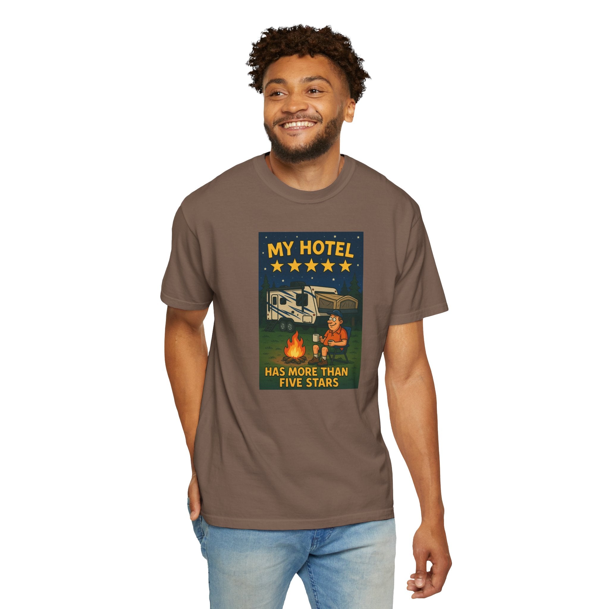My Hotel Five Stars Unisex Garment-Dyed T-Shirt - Perfect for Campers and Travelers