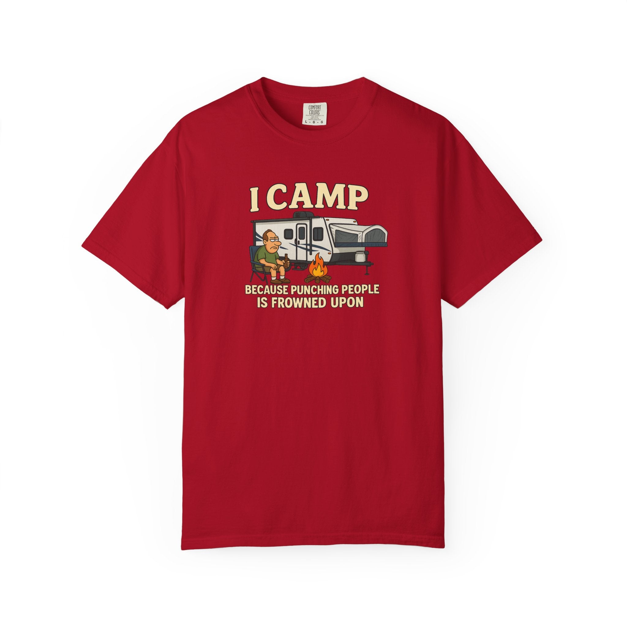 Funny Unisex Camp T-Shirt - I Camp Because Punching People is Frowned Upon