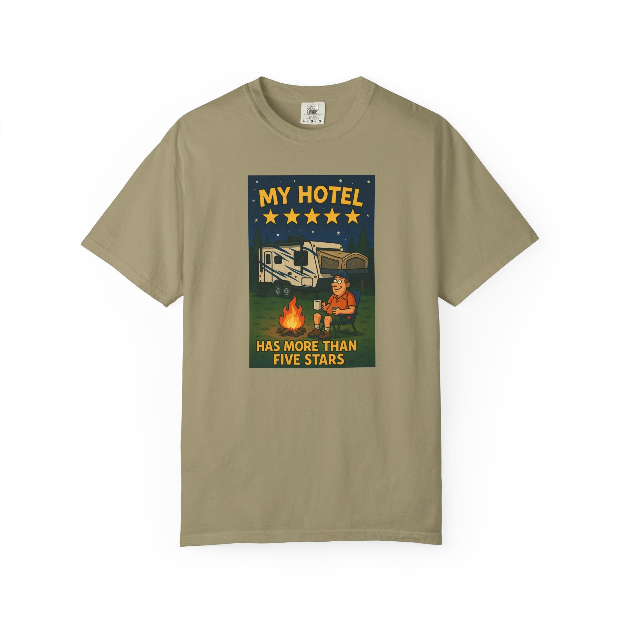 My Hotel Five Stars Unisex Garment-Dyed T-Shirt - Perfect for Campers and Travelers