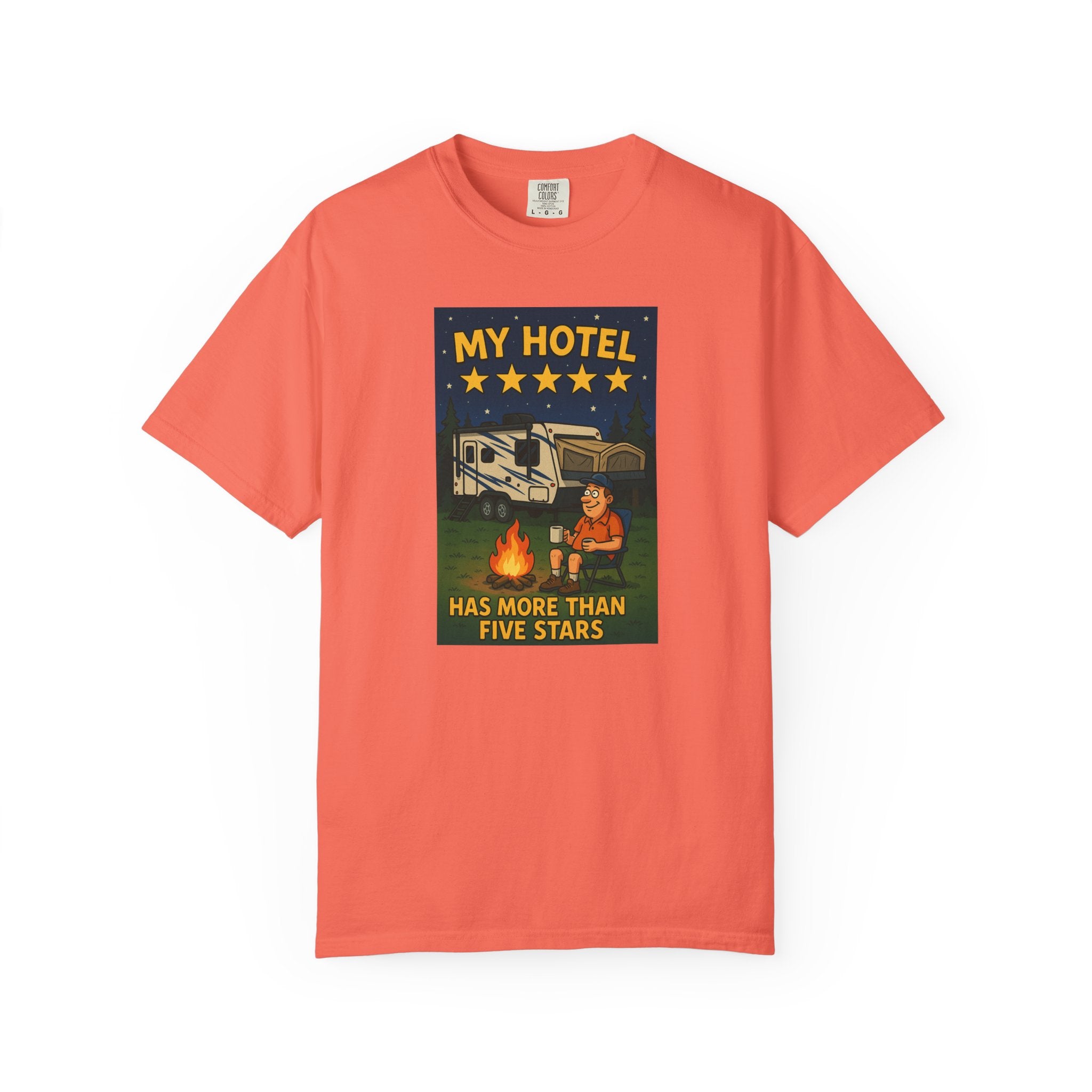My Hotel Five Stars Unisex Garment-Dyed T-Shirt - Perfect for Campers and Travelers