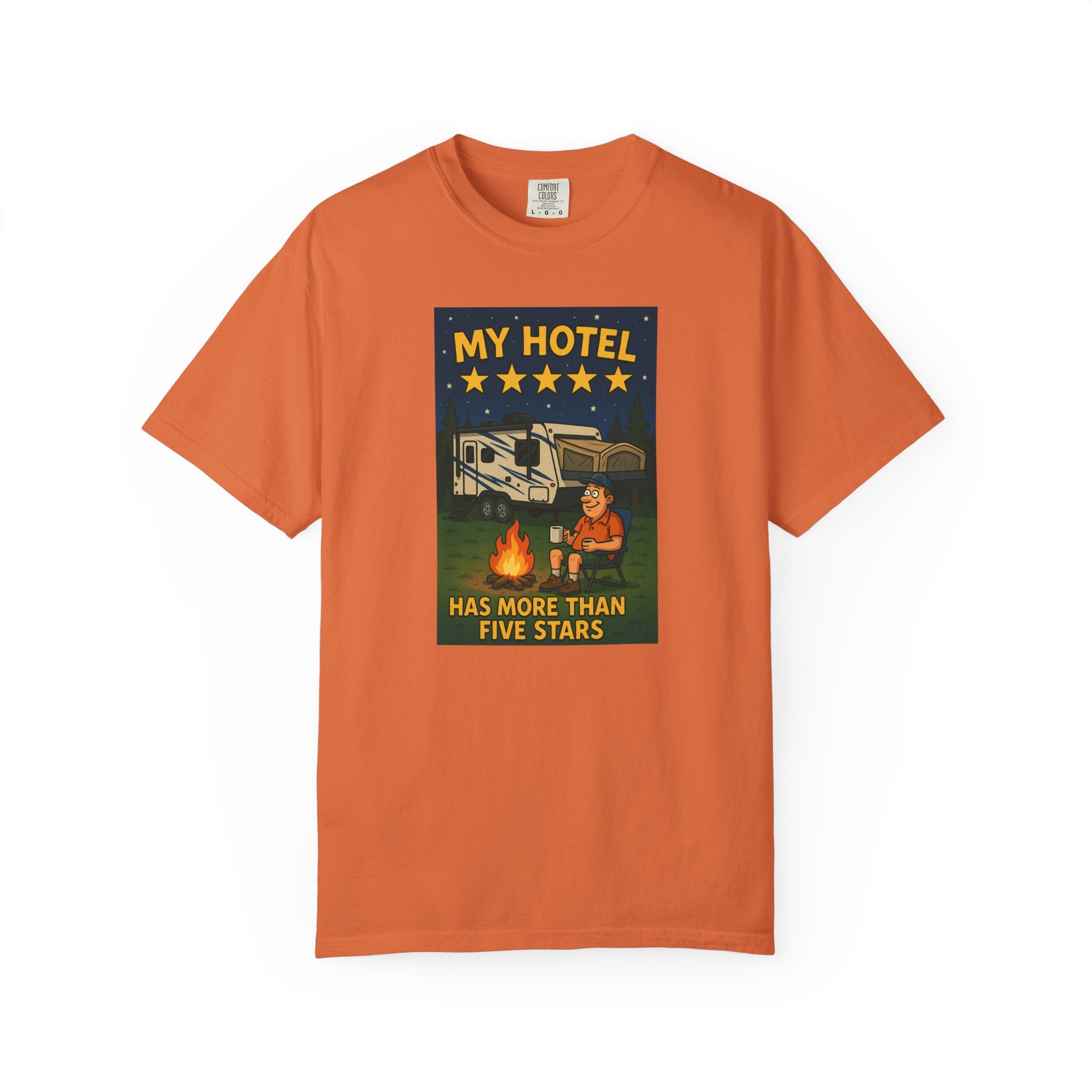 My Hotel Five Stars Unisex Garment-Dyed T-Shirt - Perfect for Campers and Travelers