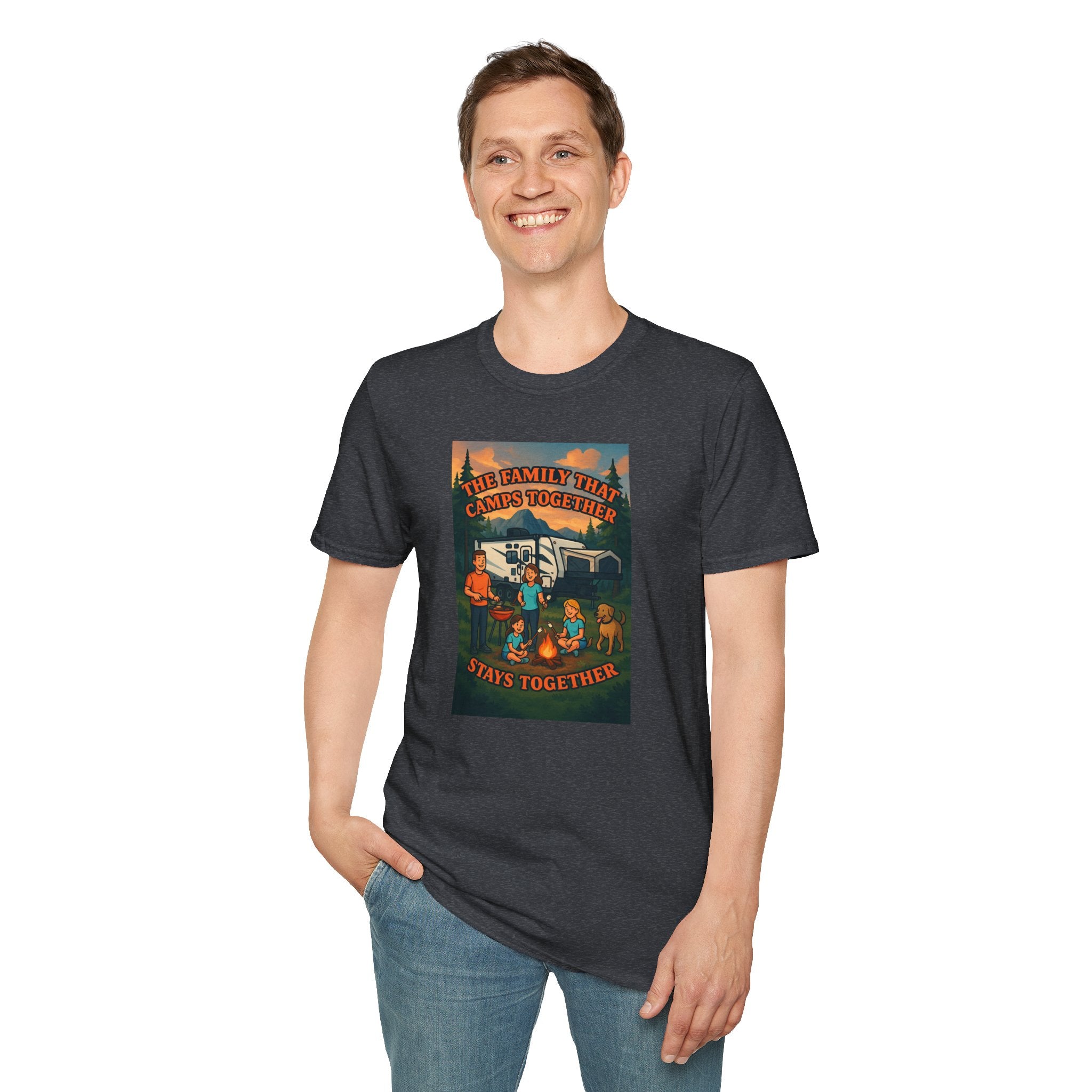 Family Camping Unisex T-Shirt - "The Family That Camps Together Stays Together"