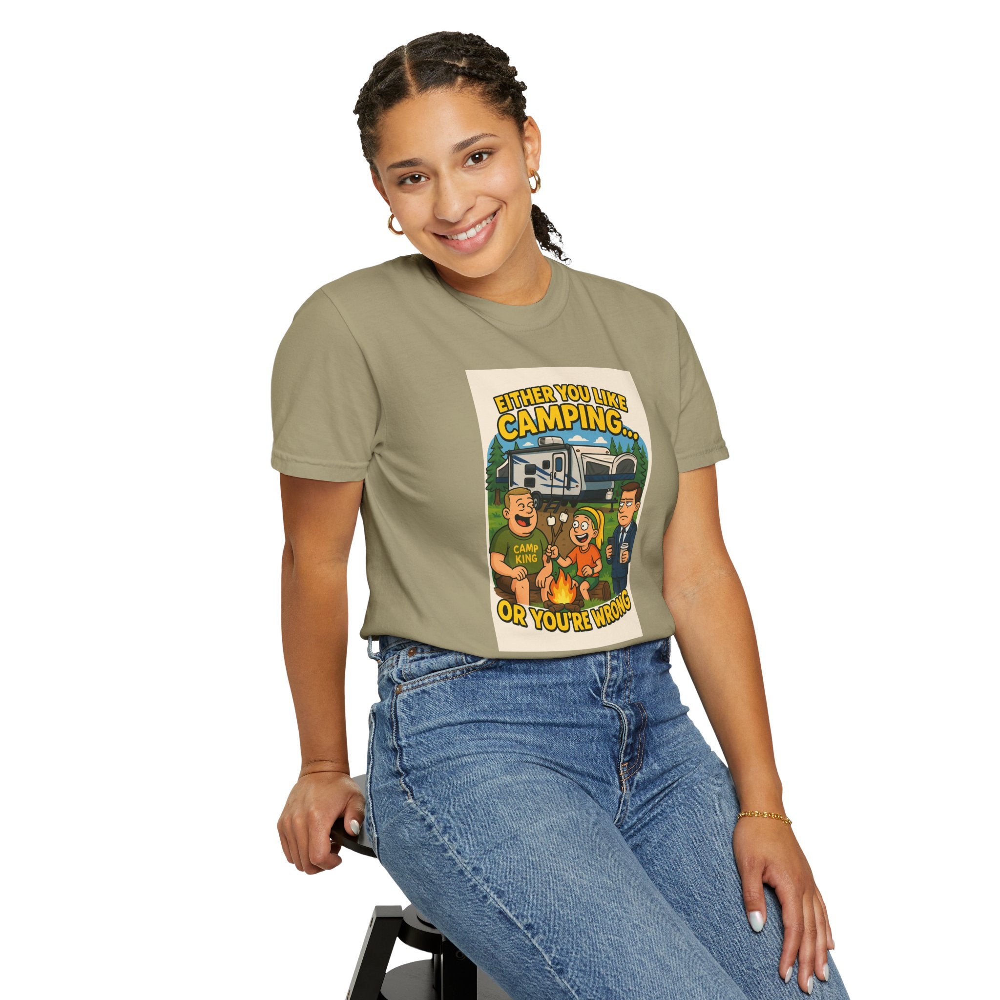 Camping Humor Unisex Garment-Dyed T-shirt – Perfect for Outdoors Enthusiasts