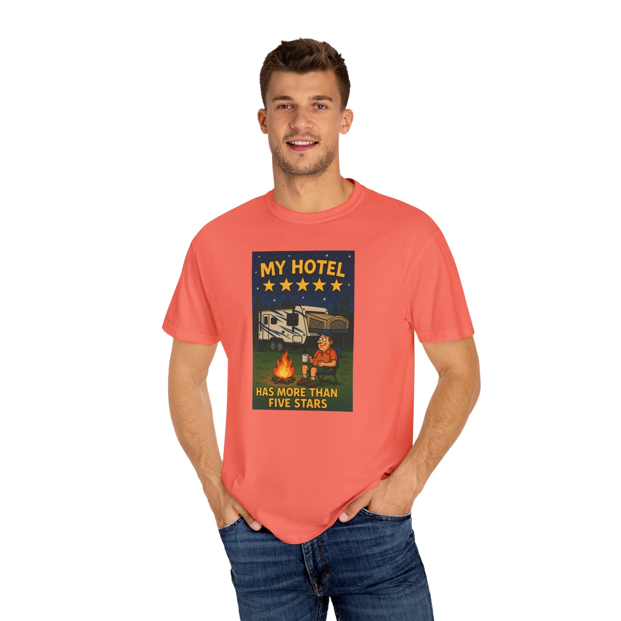 My Hotel Five Stars Unisex Garment-Dyed T-Shirt - Perfect for Campers and Travelers