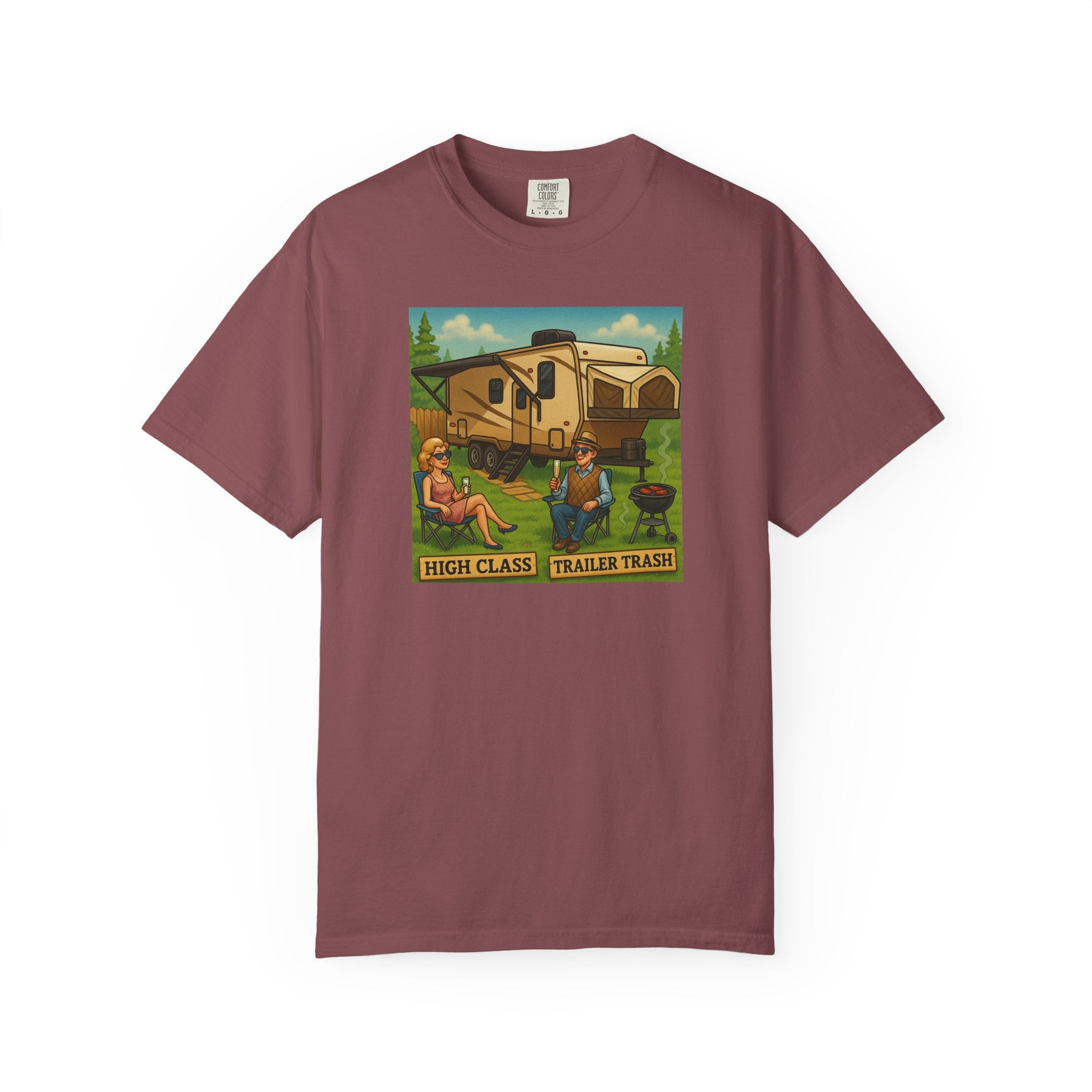 High Class Trailer Trash Unisex Garment-Dyed T-shirt - Vintage Camping Vibe