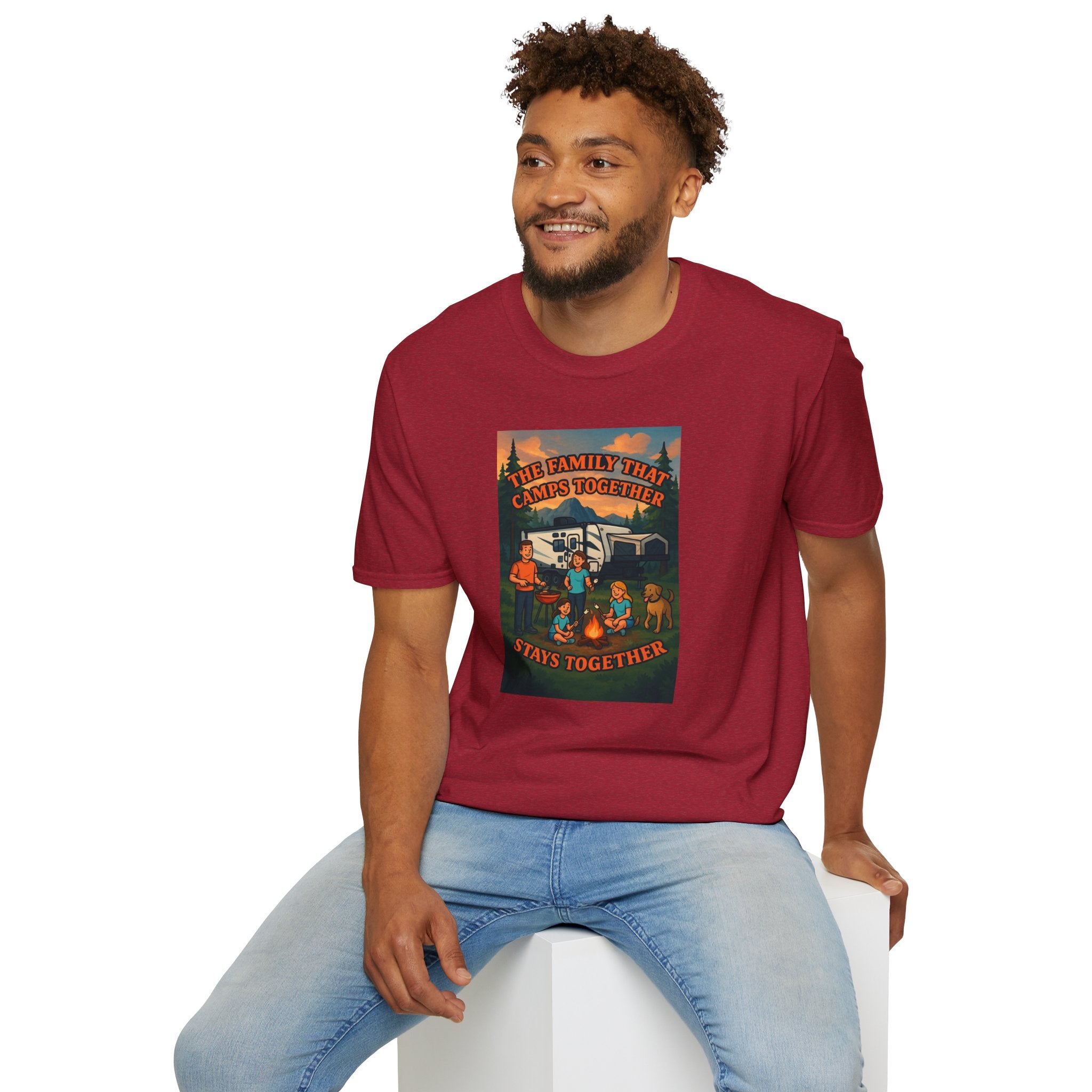 Family Camping Unisex T-Shirt - "The Family That Camps Together Stays Together"
