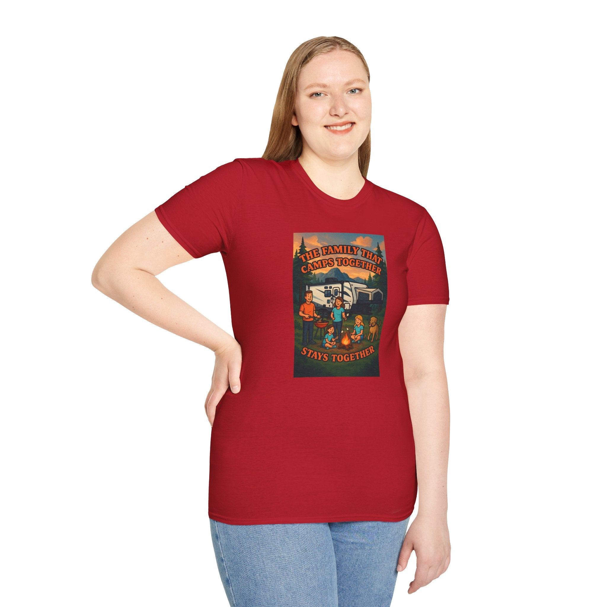 Family Camping Unisex T-Shirt - "The Family That Camps Together Stays Together"
