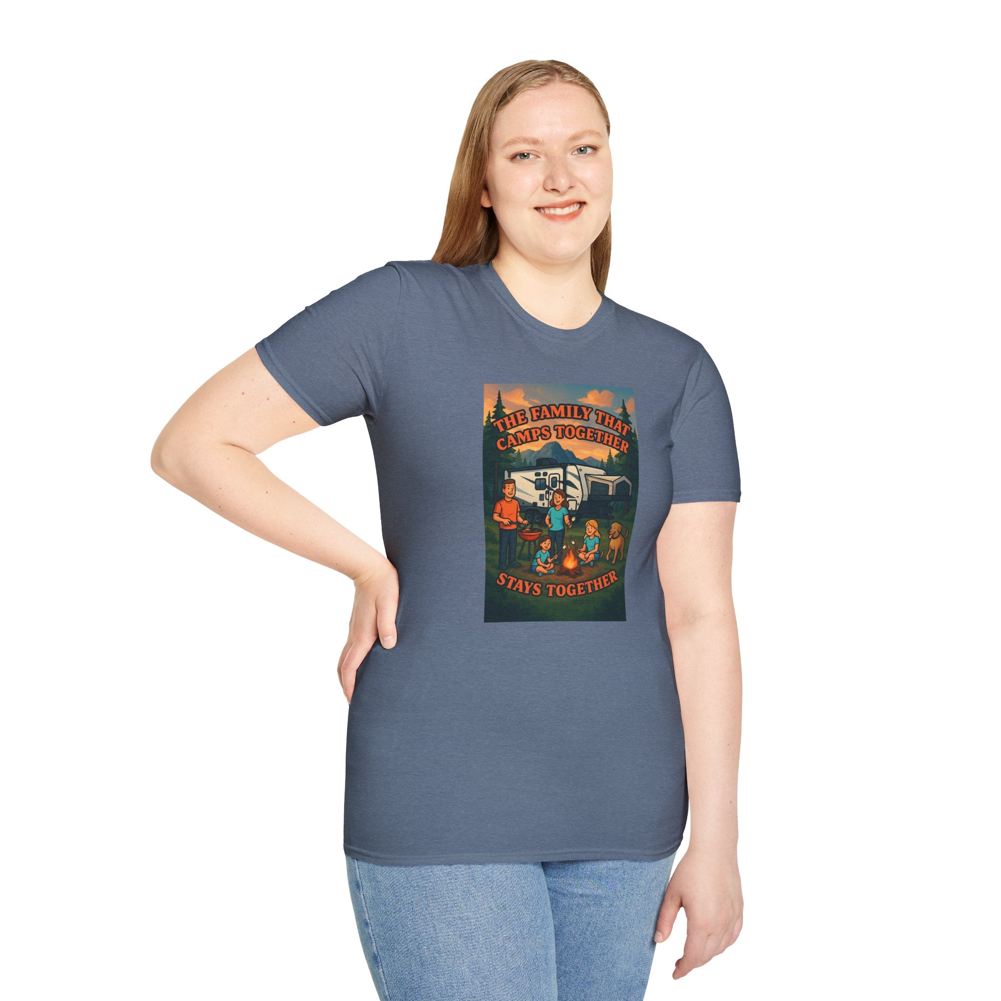 Family Camping Unisex T-Shirt - "The Family That Camps Together Stays Together"