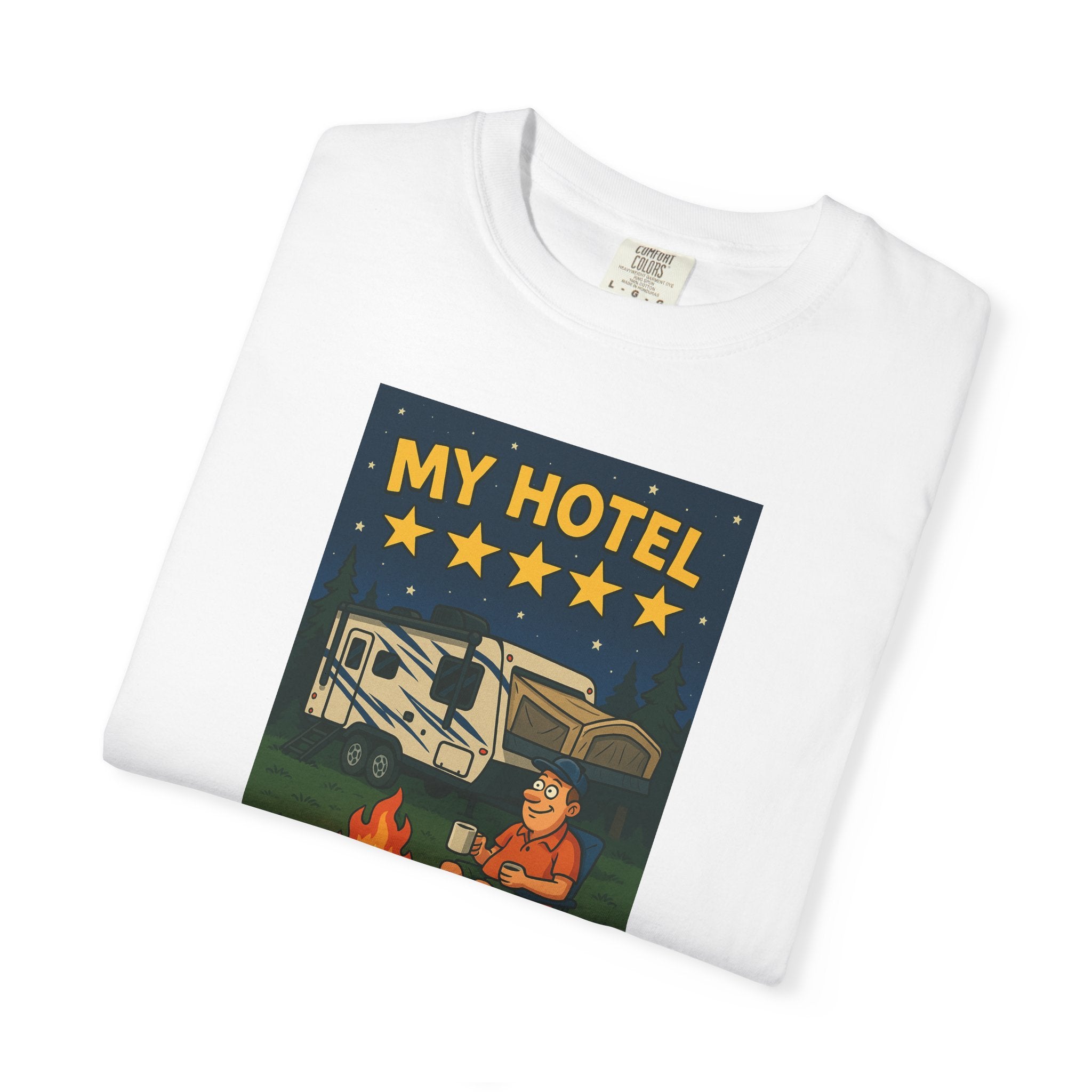My Hotel Five Stars Unisex Garment-Dyed T-Shirt - Perfect for Campers and Travelers