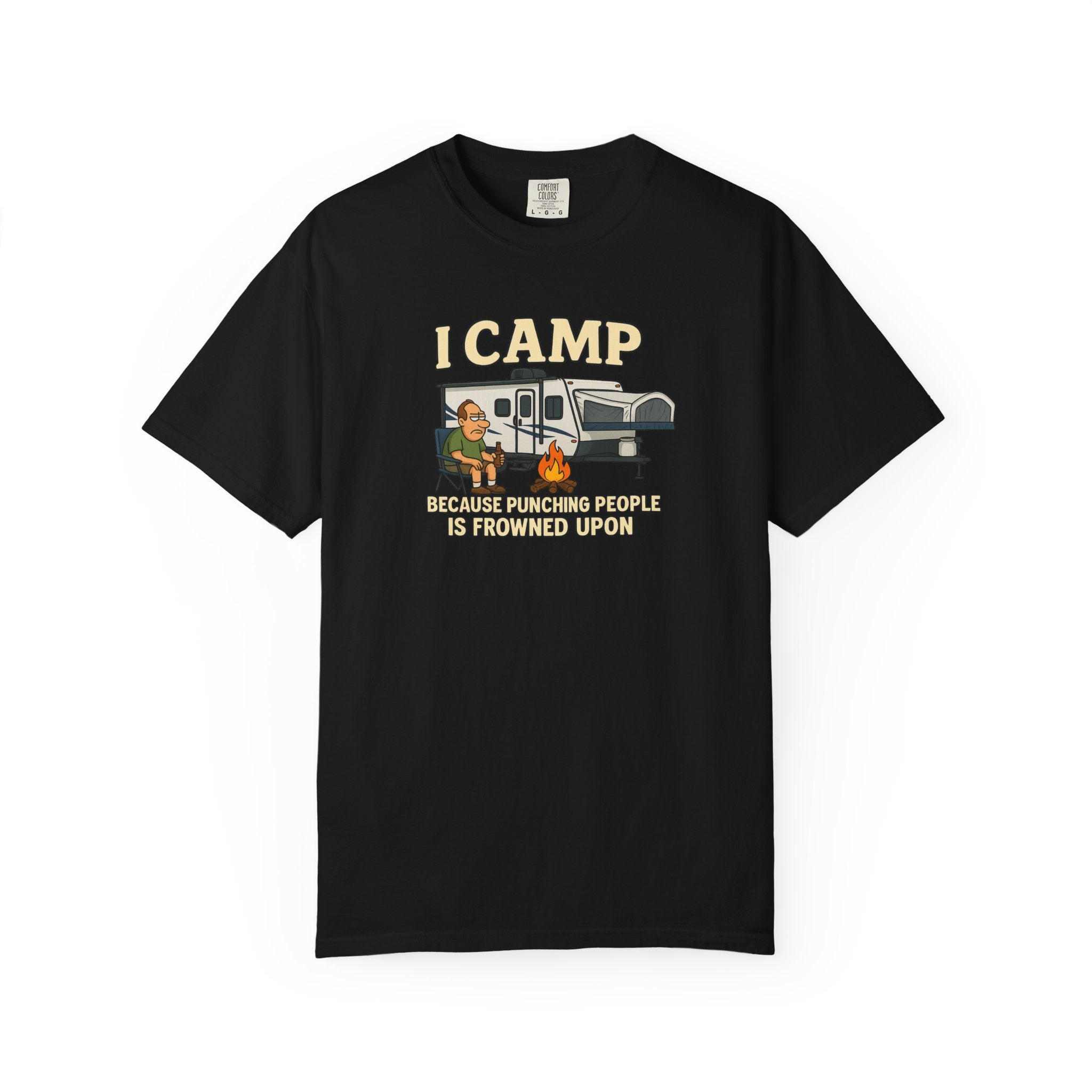Funny Unisex Camp T-Shirt - I Camp Because Punching People is Frowned Upon