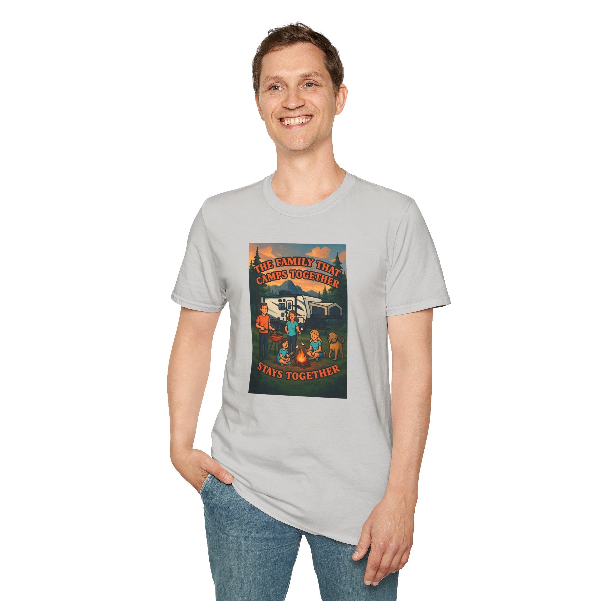 Family Camping Unisex T-Shirt - "The Family That Camps Together Stays Together"
