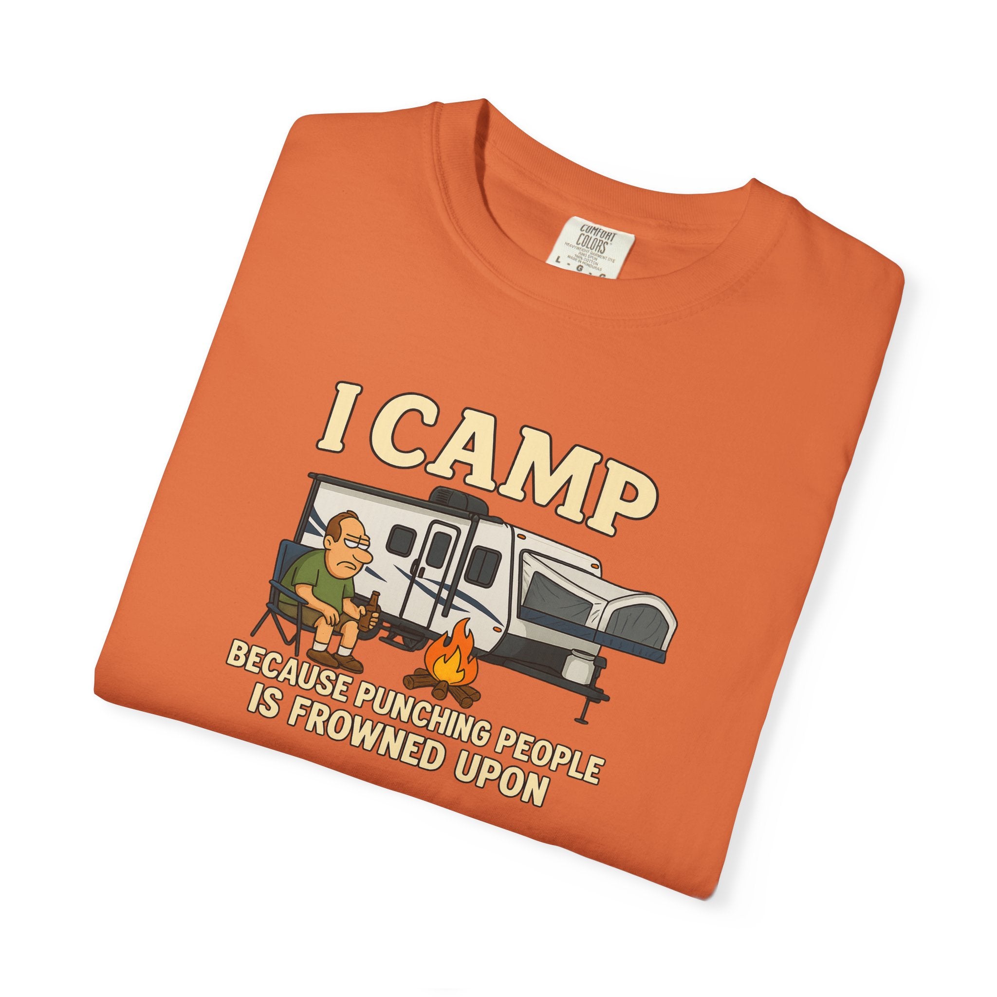 Funny Unisex Camp T-Shirt - I Camp Because Punching People is Frowned Upon