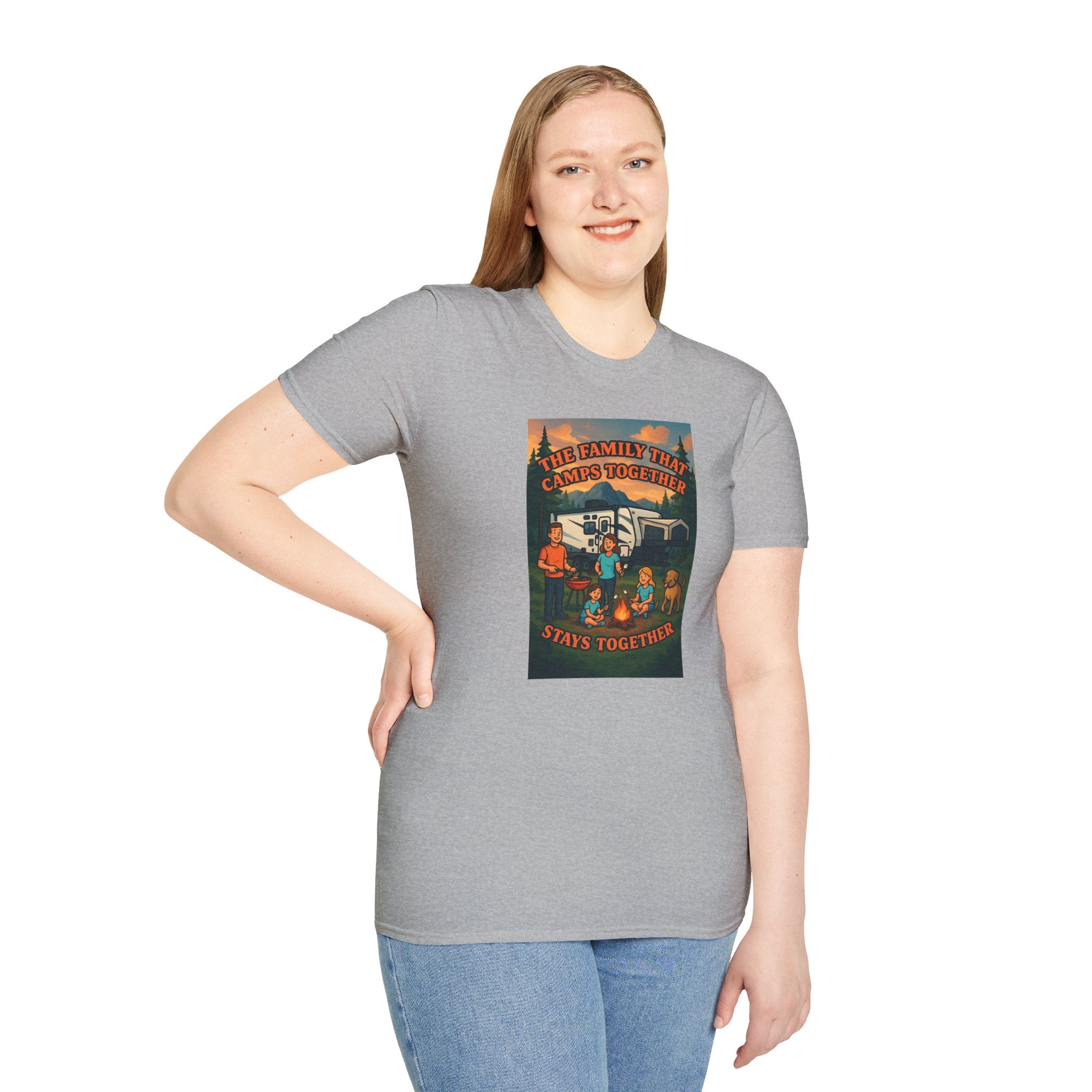 Family Camping Unisex T-Shirt - "The Family That Camps Together Stays Together"