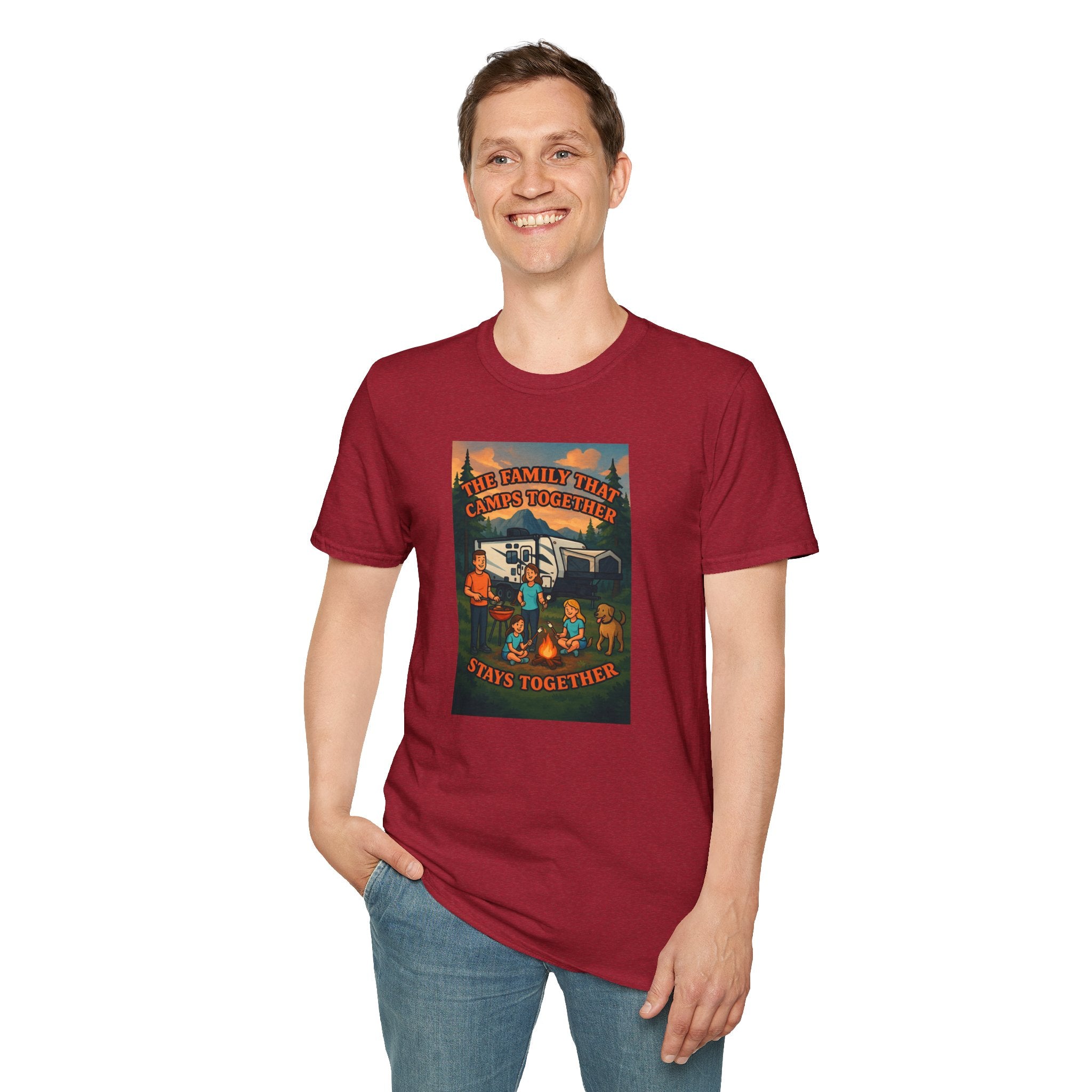 Family Camping Unisex T-Shirt - "The Family That Camps Together Stays Together"