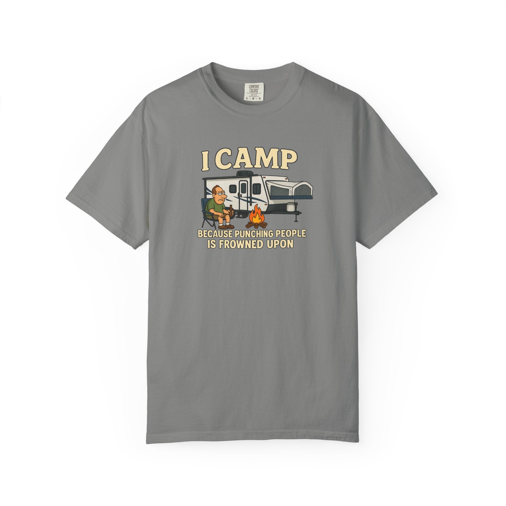 Funny Unisex Camp T-Shirt - I Camp Because Punching People is Frowned Upon