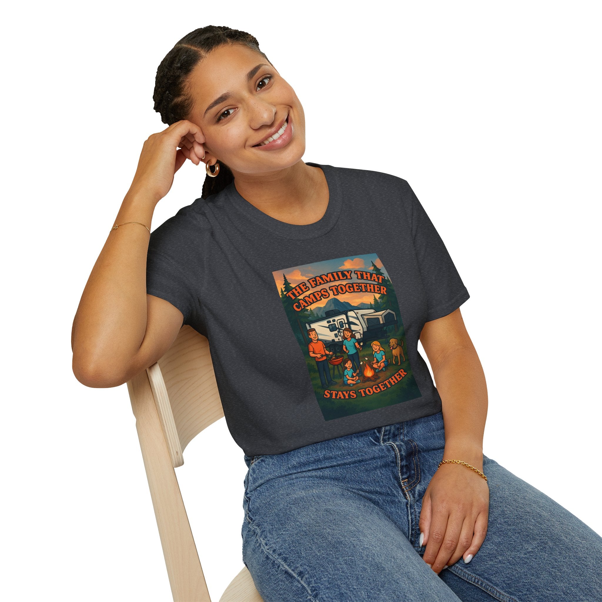 Family Camping Unisex T-Shirt - "The Family That Camps Together Stays Together"