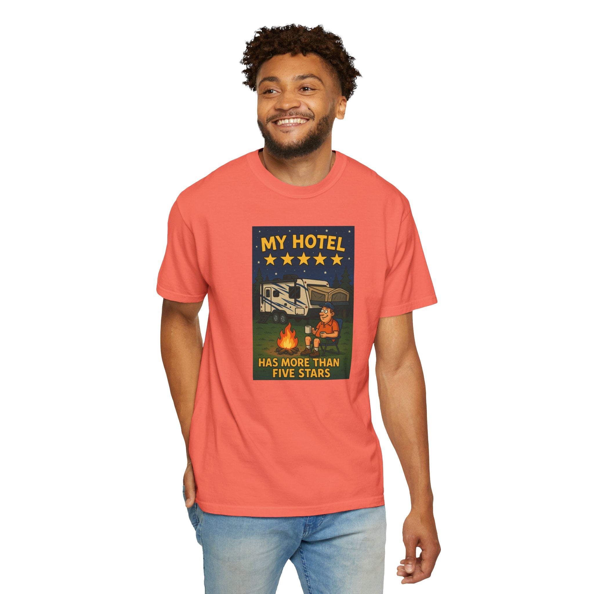 My Hotel Five Stars Unisex Garment-Dyed T-Shirt - Perfect for Campers and Travelers