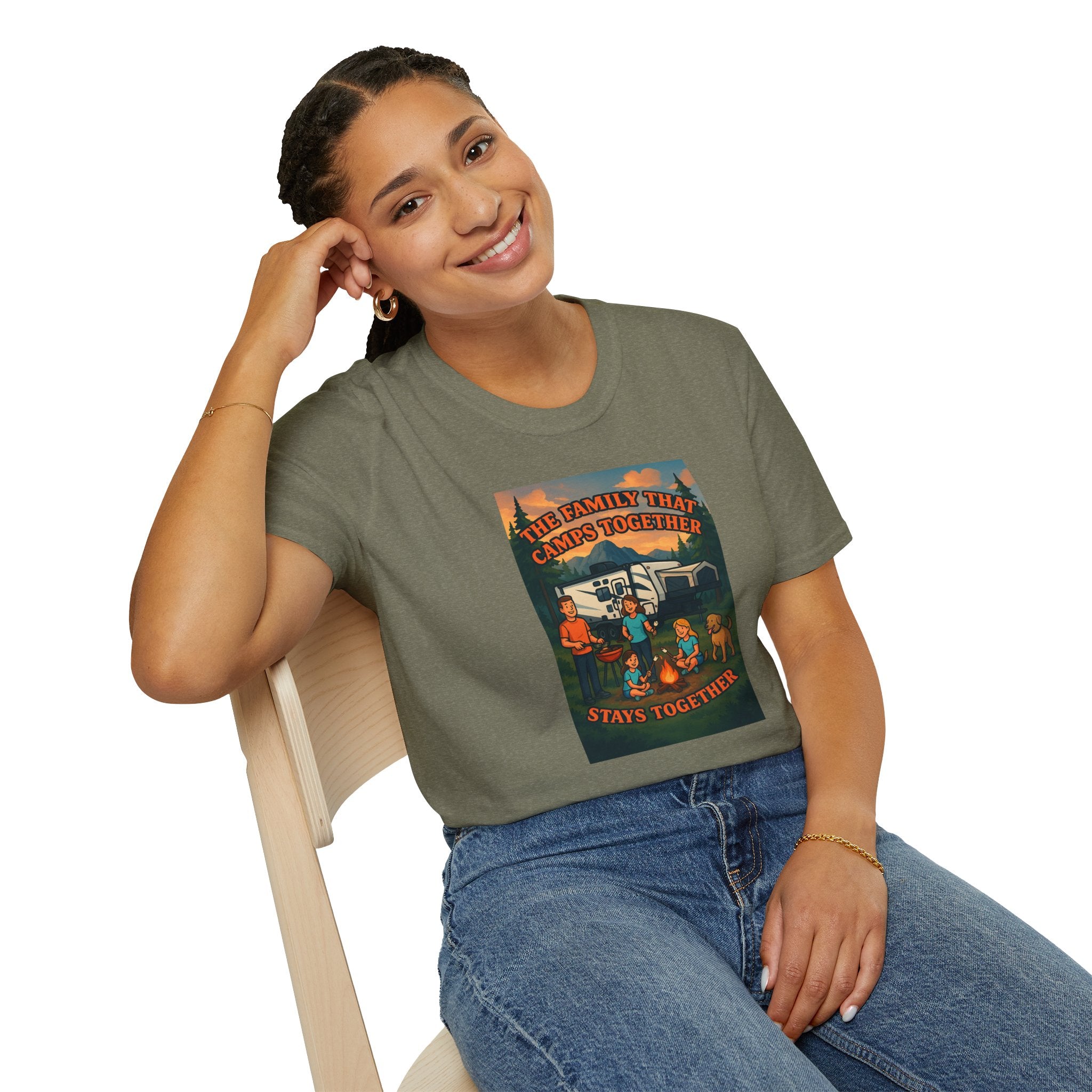 Family Camping Unisex T-Shirt - "The Family That Camps Together Stays Together"