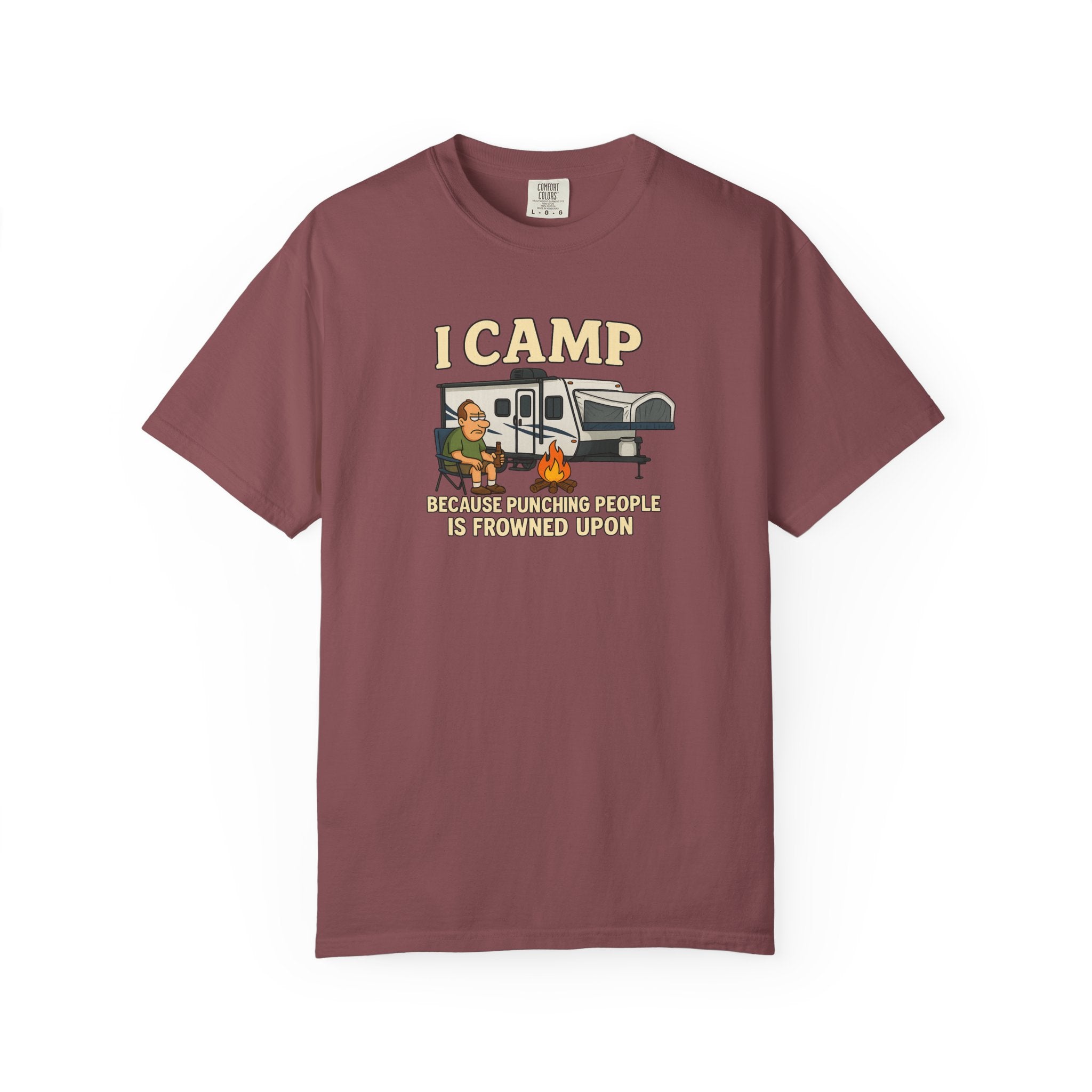 Funny Unisex Camp T-Shirt - I Camp Because Punching People is Frowned Upon