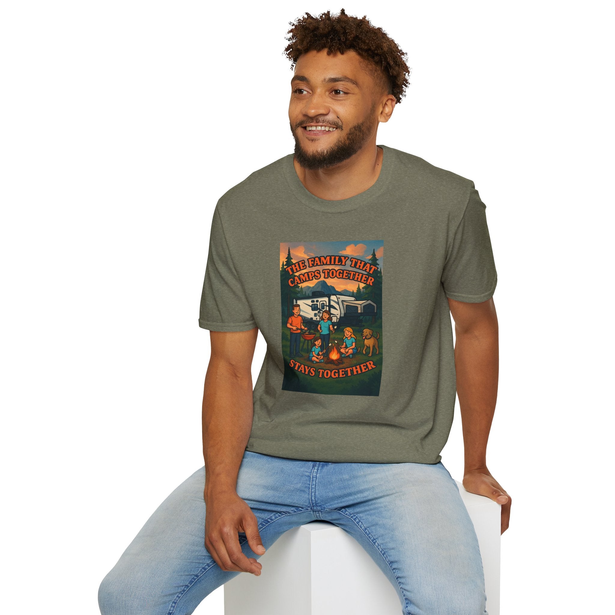 Family Camping Unisex T-Shirt - "The Family That Camps Together Stays Together"