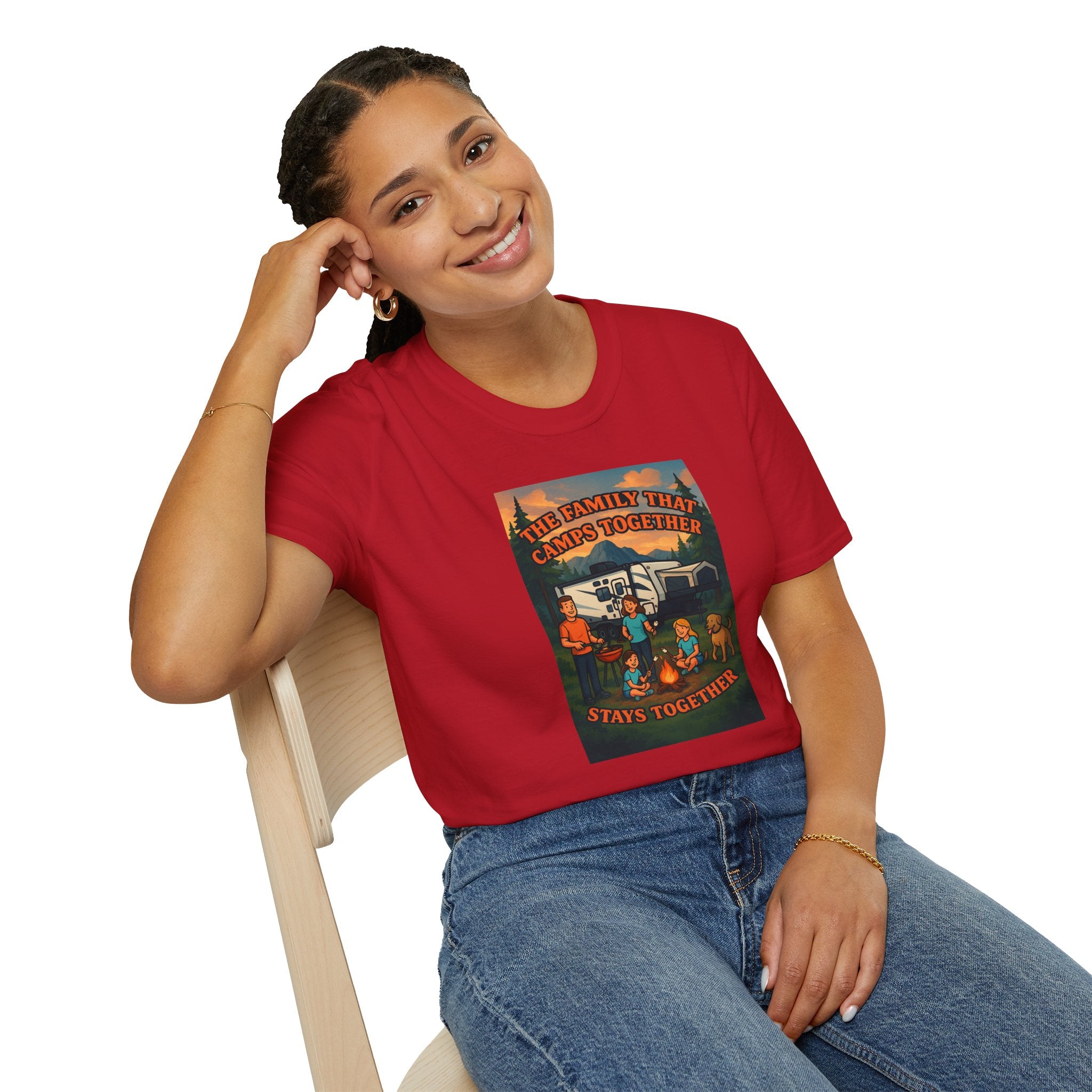 Family Camping Unisex T-Shirt - "The Family That Camps Together Stays Together"