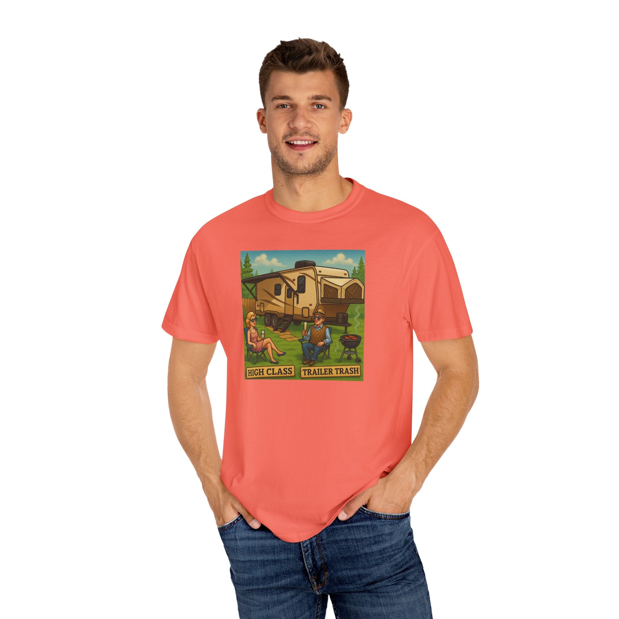 High Class Trailer Trash Unisex Garment-Dyed T-shirt - Vintage Camping Vibe