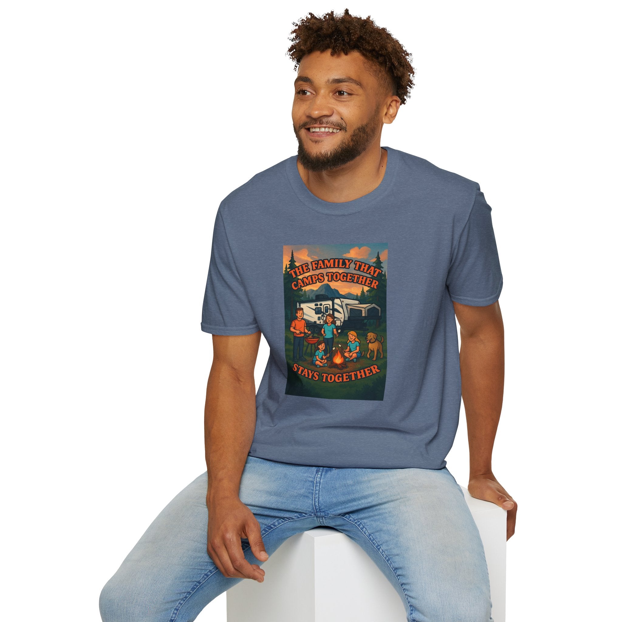 Family Camping Unisex T-Shirt - "The Family That Camps Together Stays Together"