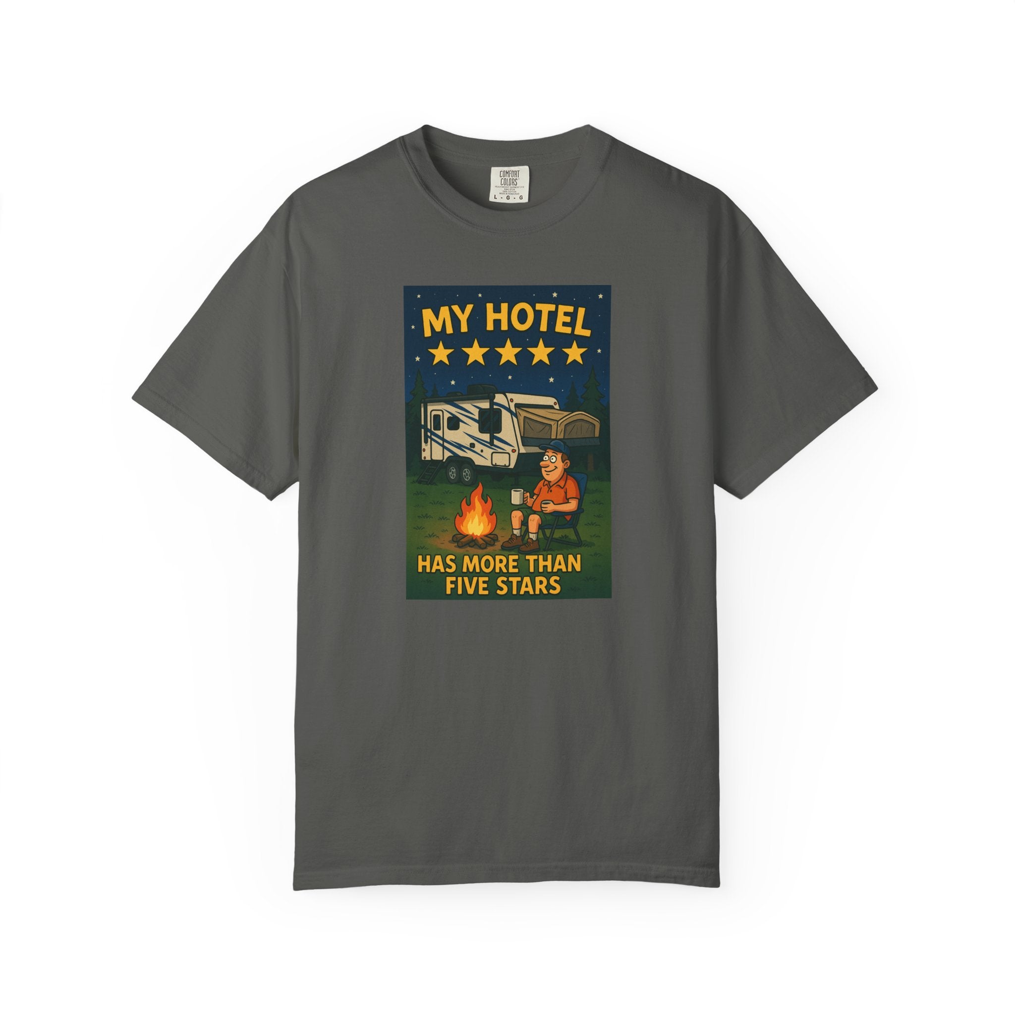 My Hotel Five Stars Unisex Garment-Dyed T-Shirt - Perfect for Campers and Travelers