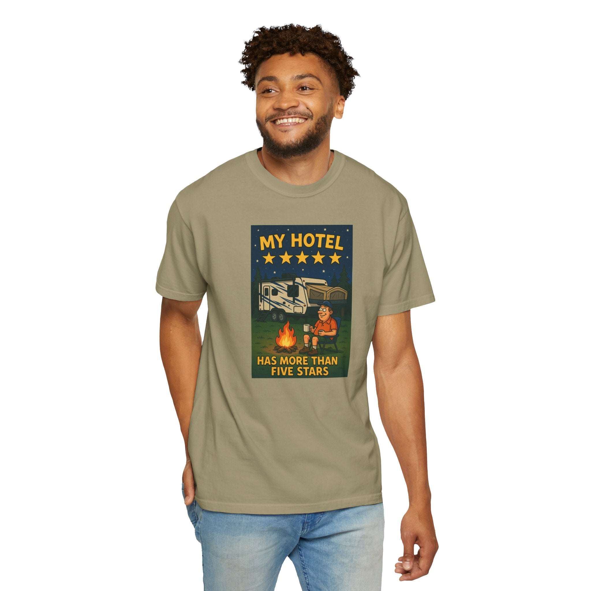 My Hotel Five Stars Unisex Garment-Dyed T-Shirt - Perfect for Campers and Travelers