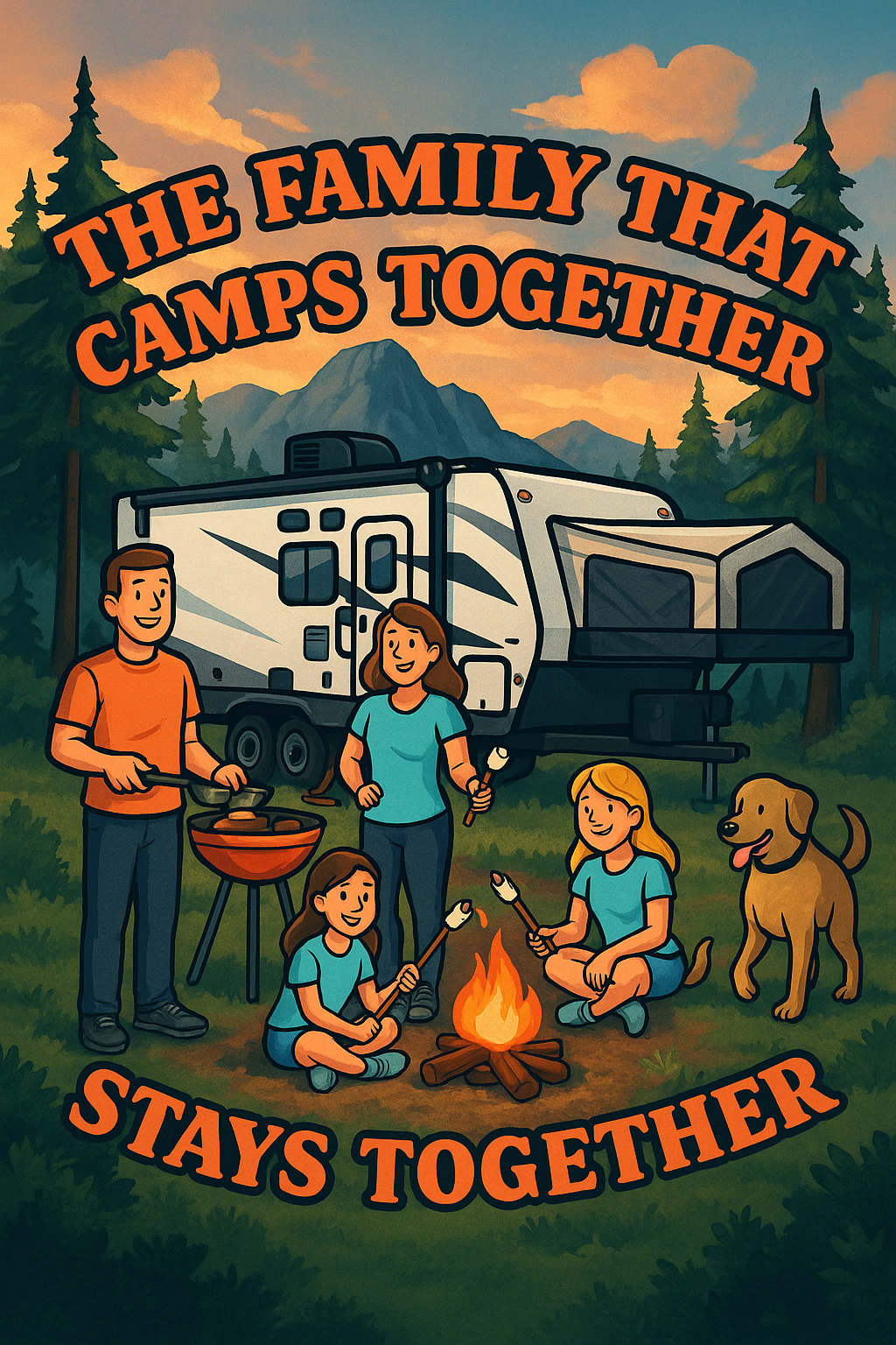 Family Camping Adventure Stainless Steel Travel Mug