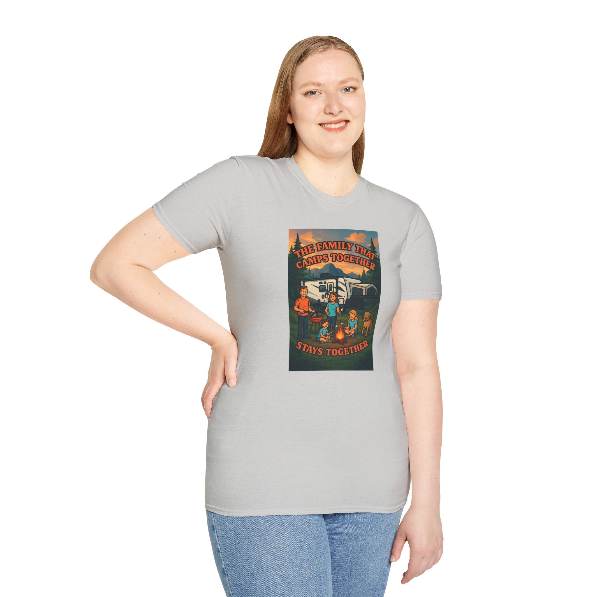 Family Camping Unisex T-Shirt - "The Family That Camps Together Stays Together"