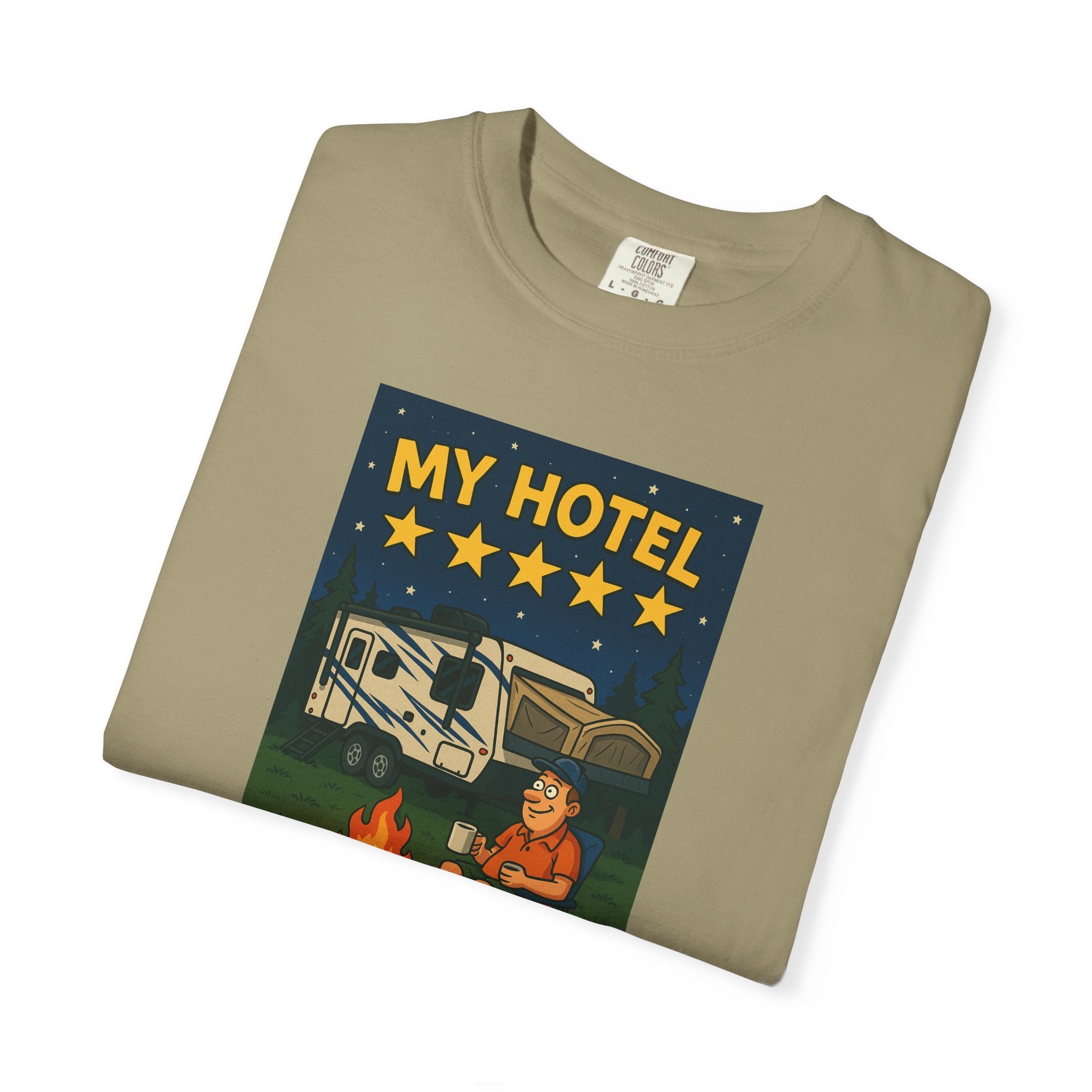 My Hotel Five Stars Unisex Garment-Dyed T-Shirt - Perfect for Campers and Travelers