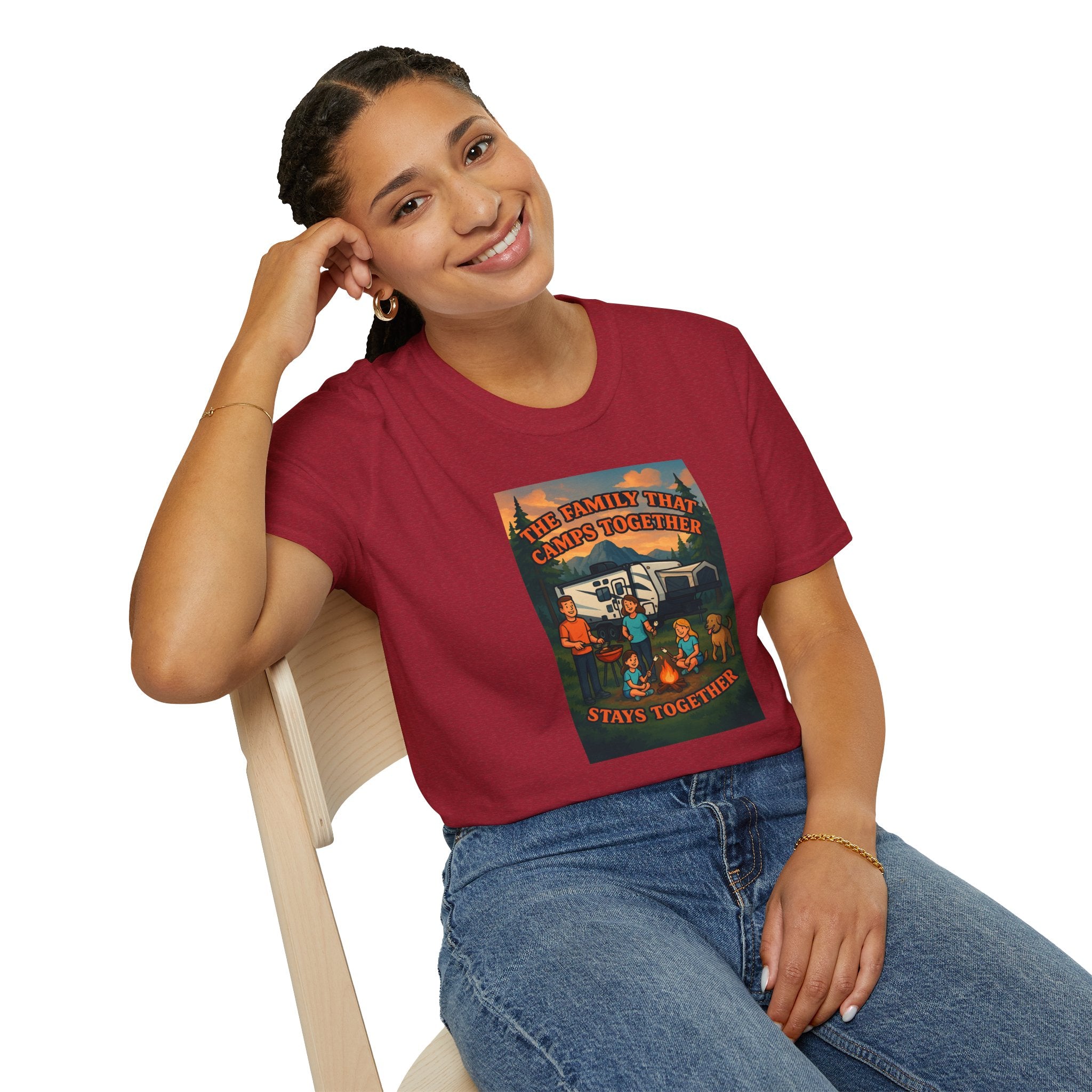 Family Camping Unisex T-Shirt - "The Family That Camps Together Stays Together"