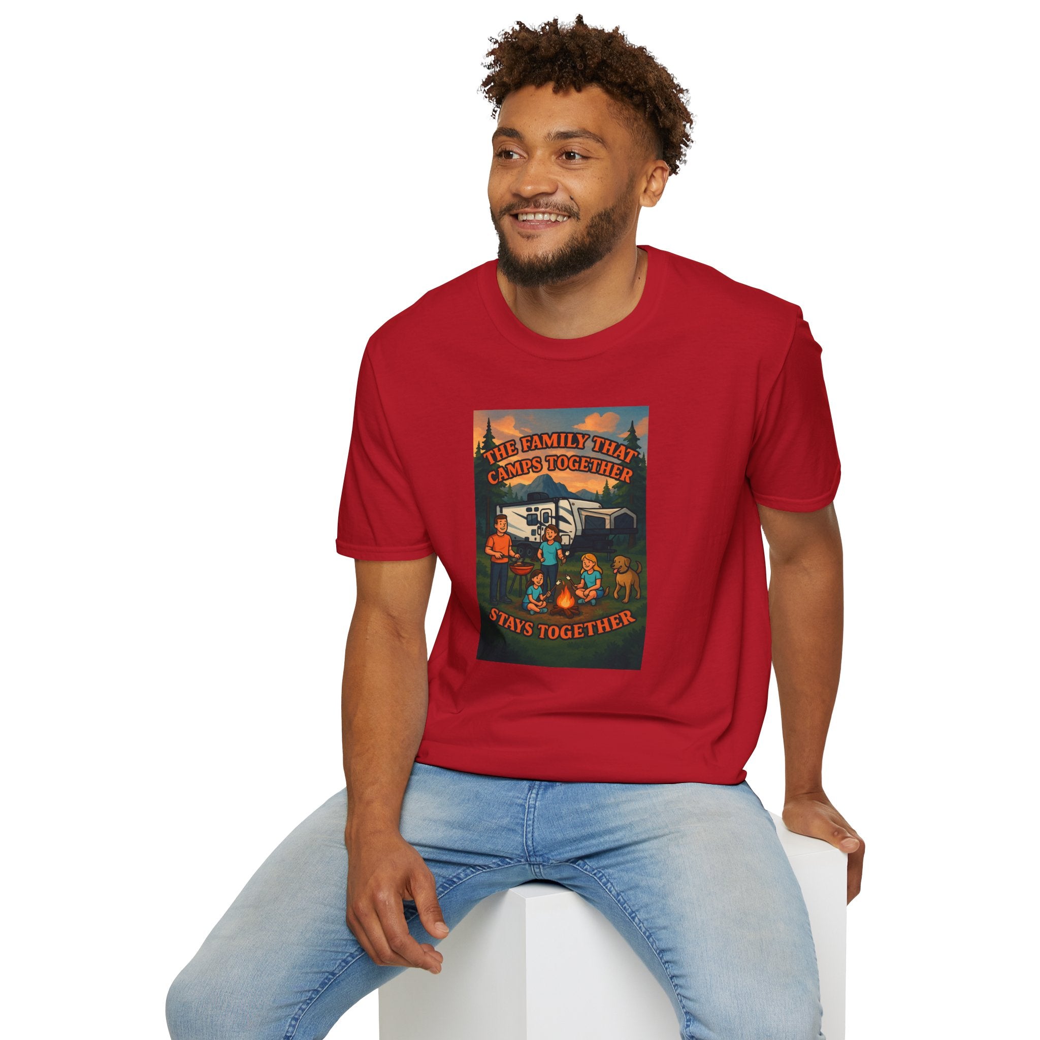 Family Camping Unisex T-Shirt - "The Family That Camps Together Stays Together"