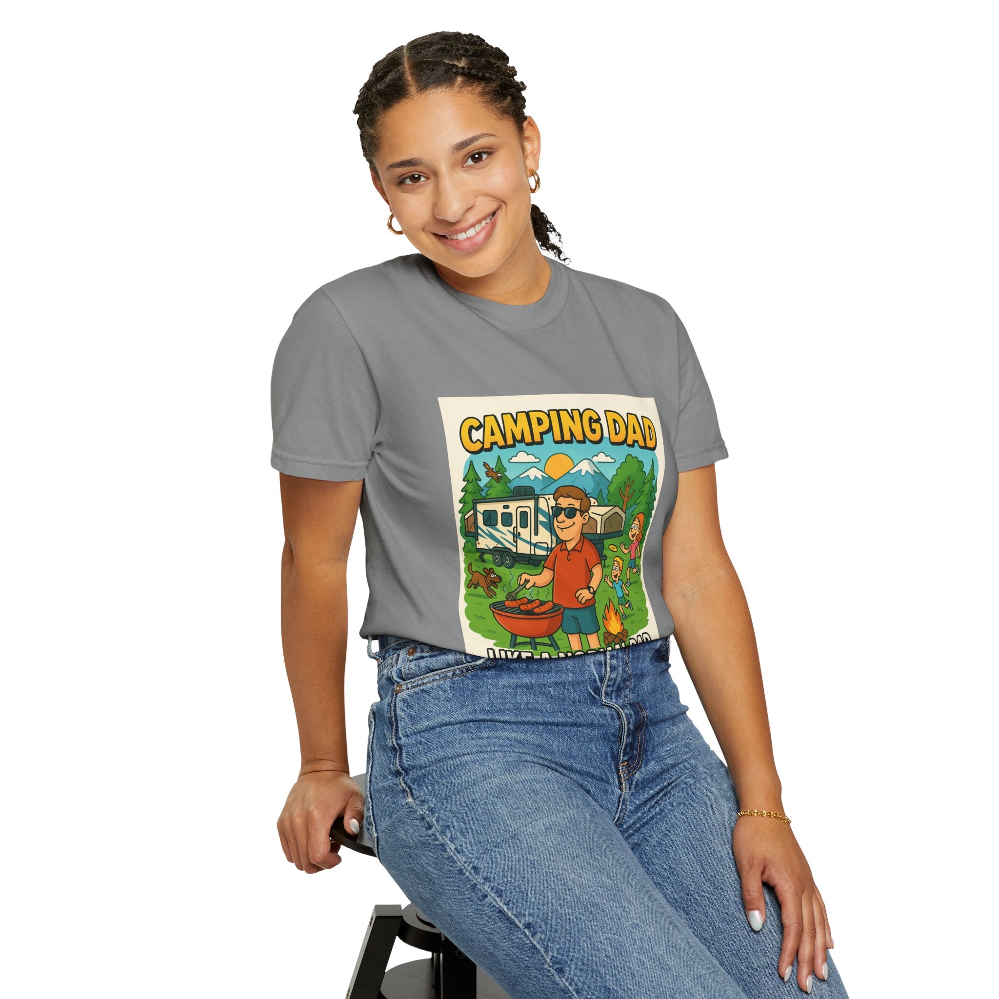 Camping Dad Unisex Garment-Dyed T-Shirt - Perfect for Family Outdoor Adventures