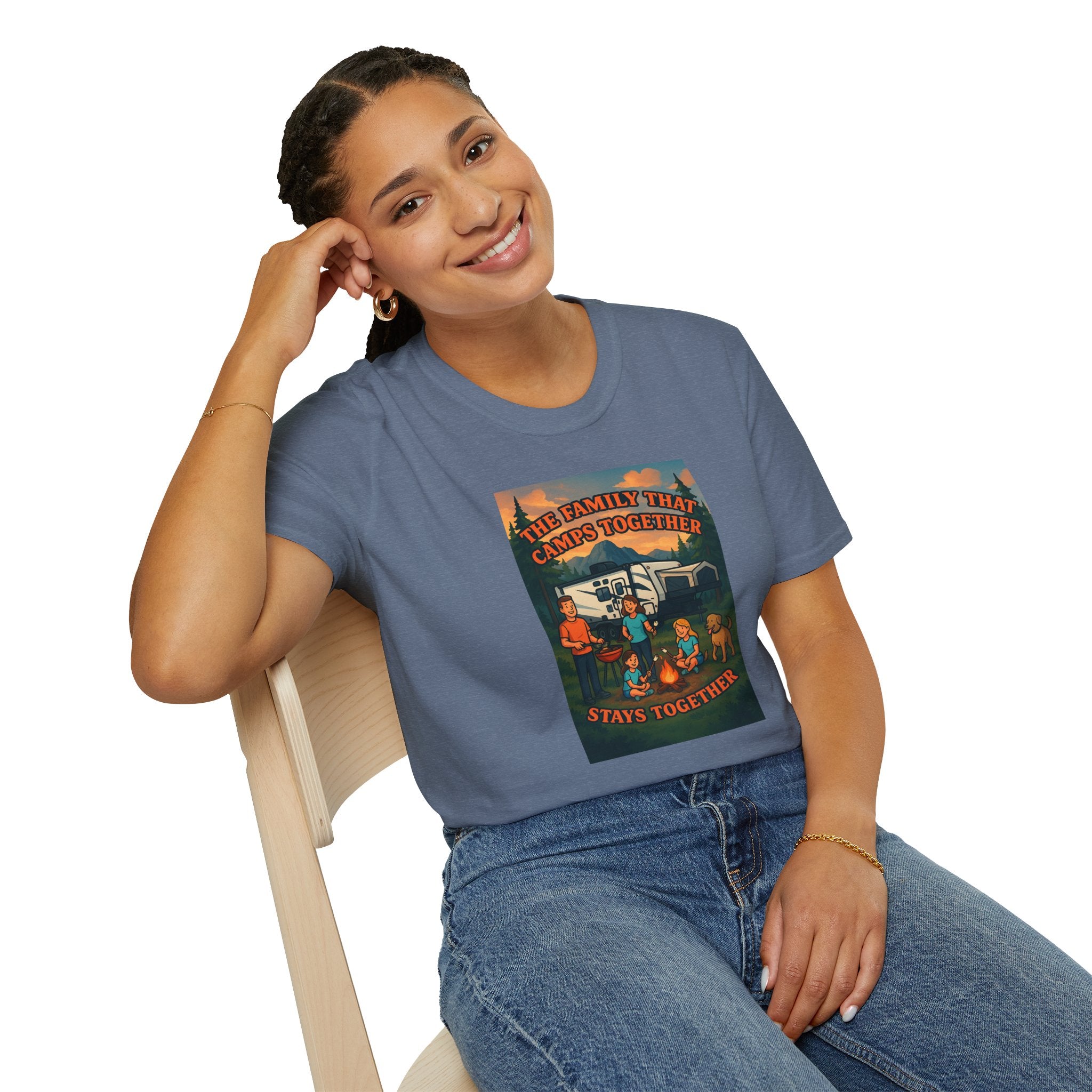 Family Camping Unisex T-Shirt - "The Family That Camps Together Stays Together"