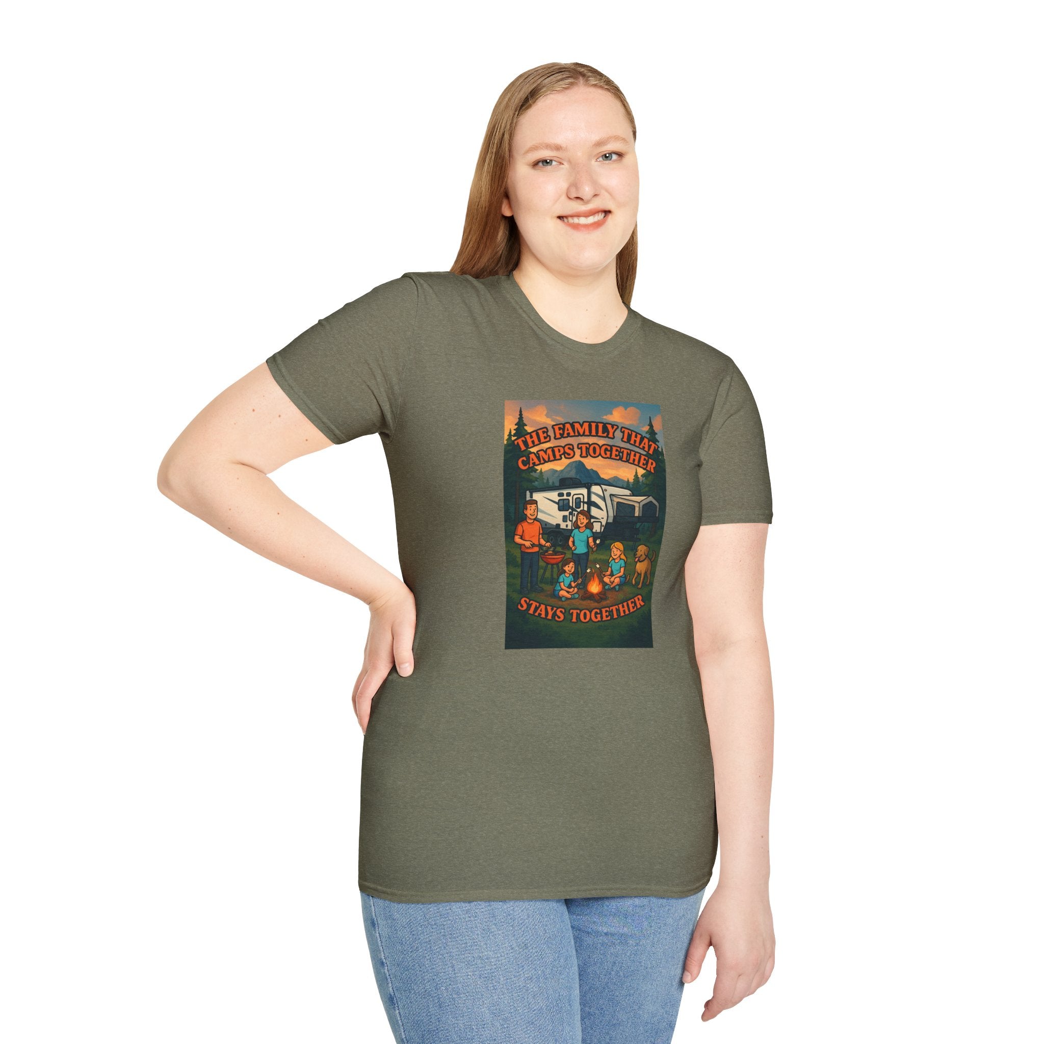Family Camping Unisex T-Shirt - "The Family That Camps Together Stays Together"