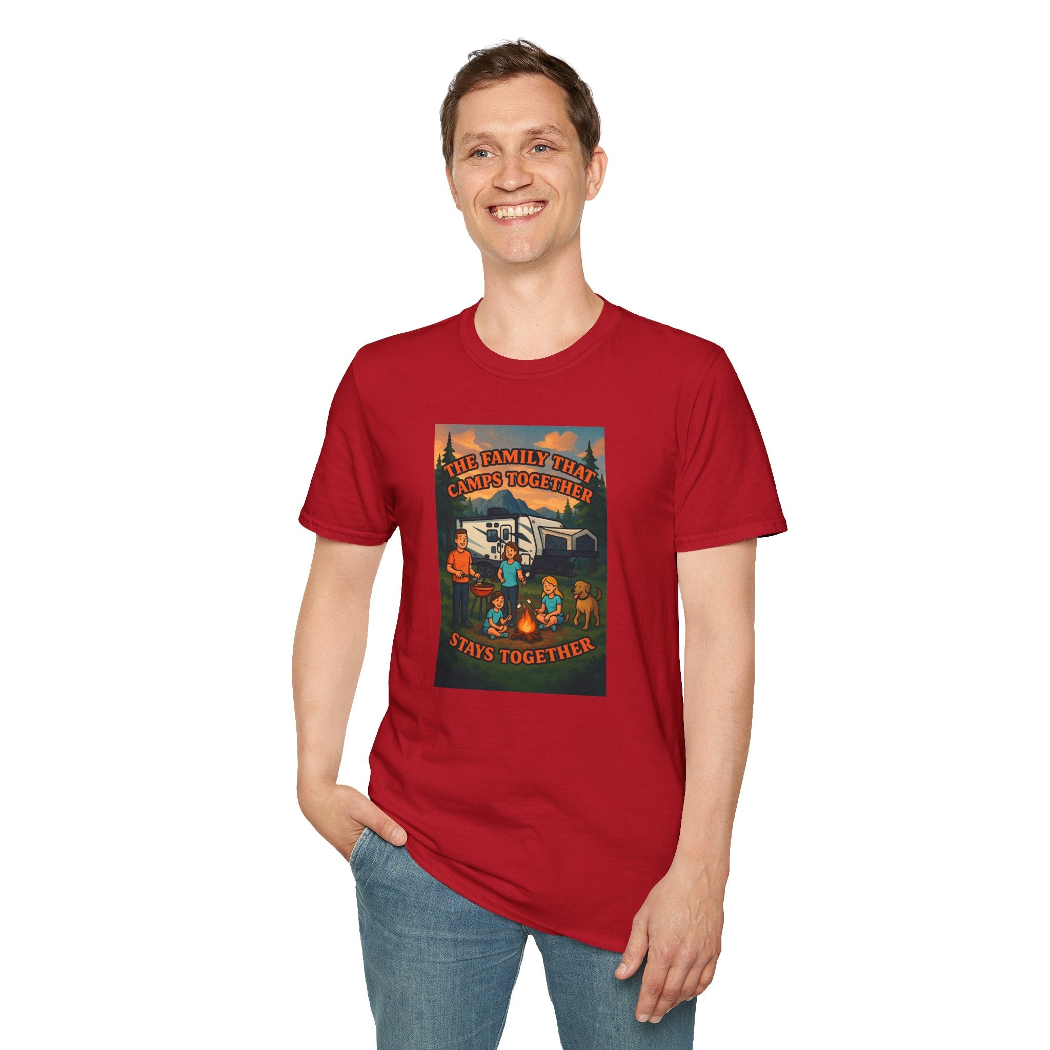 Family Camping Unisex T-Shirt - "The Family That Camps Together Stays Together"