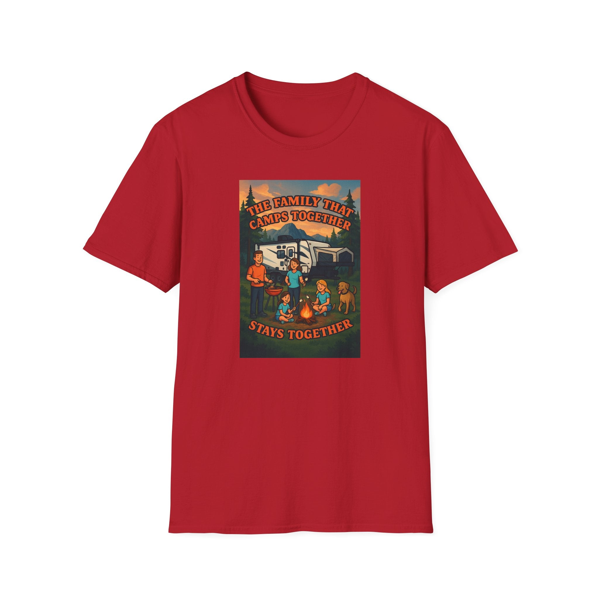 Family Camping Unisex T-Shirt - "The Family That Camps Together Stays Together"