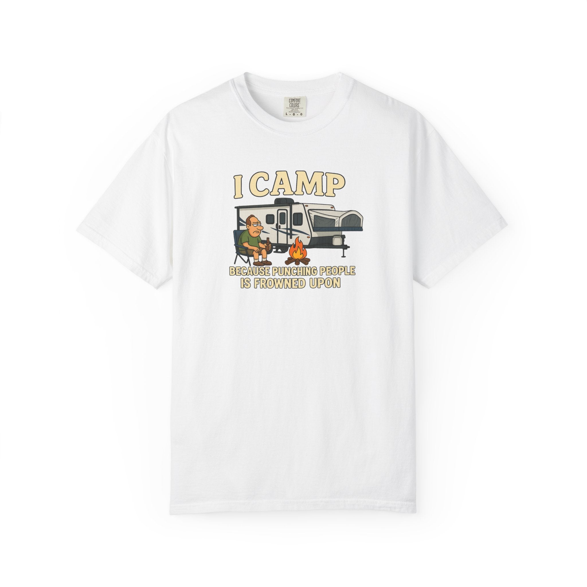Funny Unisex Camp T-Shirt - I Camp Because Punching People is Frowned Upon