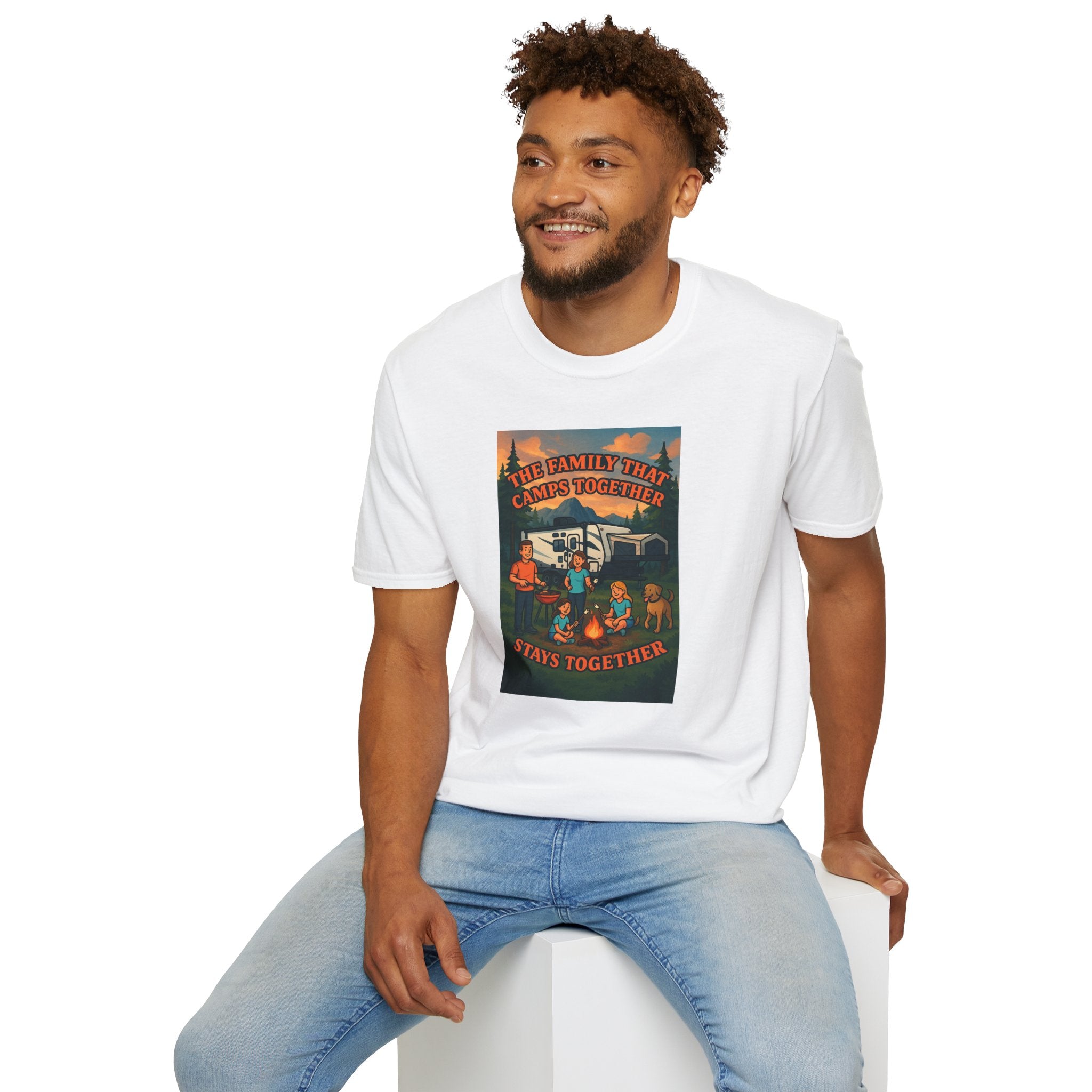 Family Camping Unisex T-Shirt - "The Family That Camps Together Stays Together"