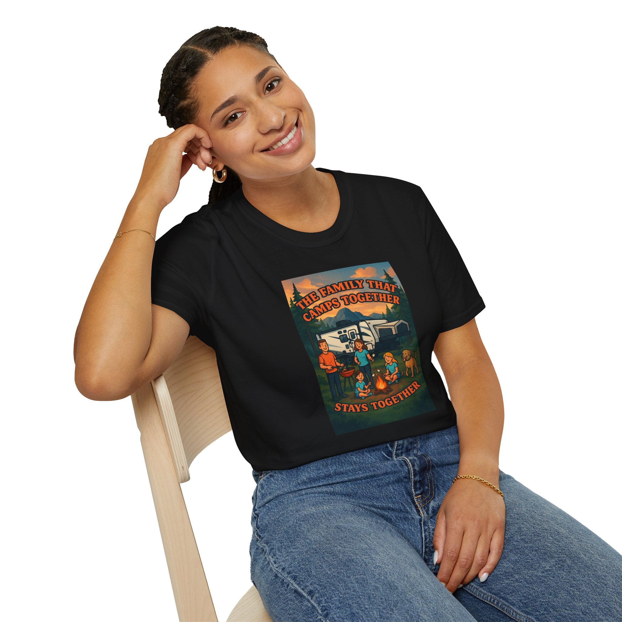Family Camping Unisex T-Shirt - "The Family That Camps Together Stays Together"