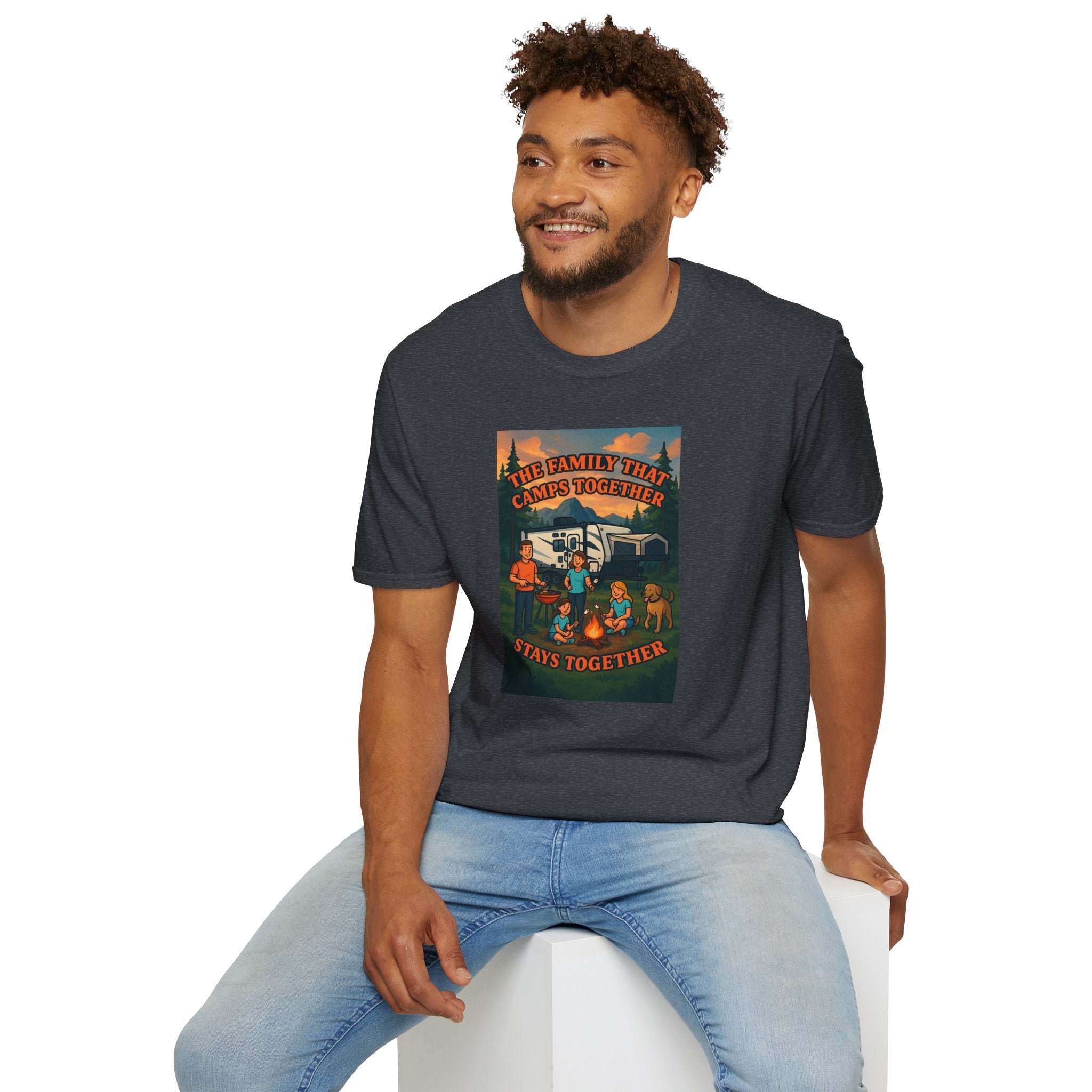 Family Camping Unisex T-Shirt - "The Family That Camps Together Stays Together"