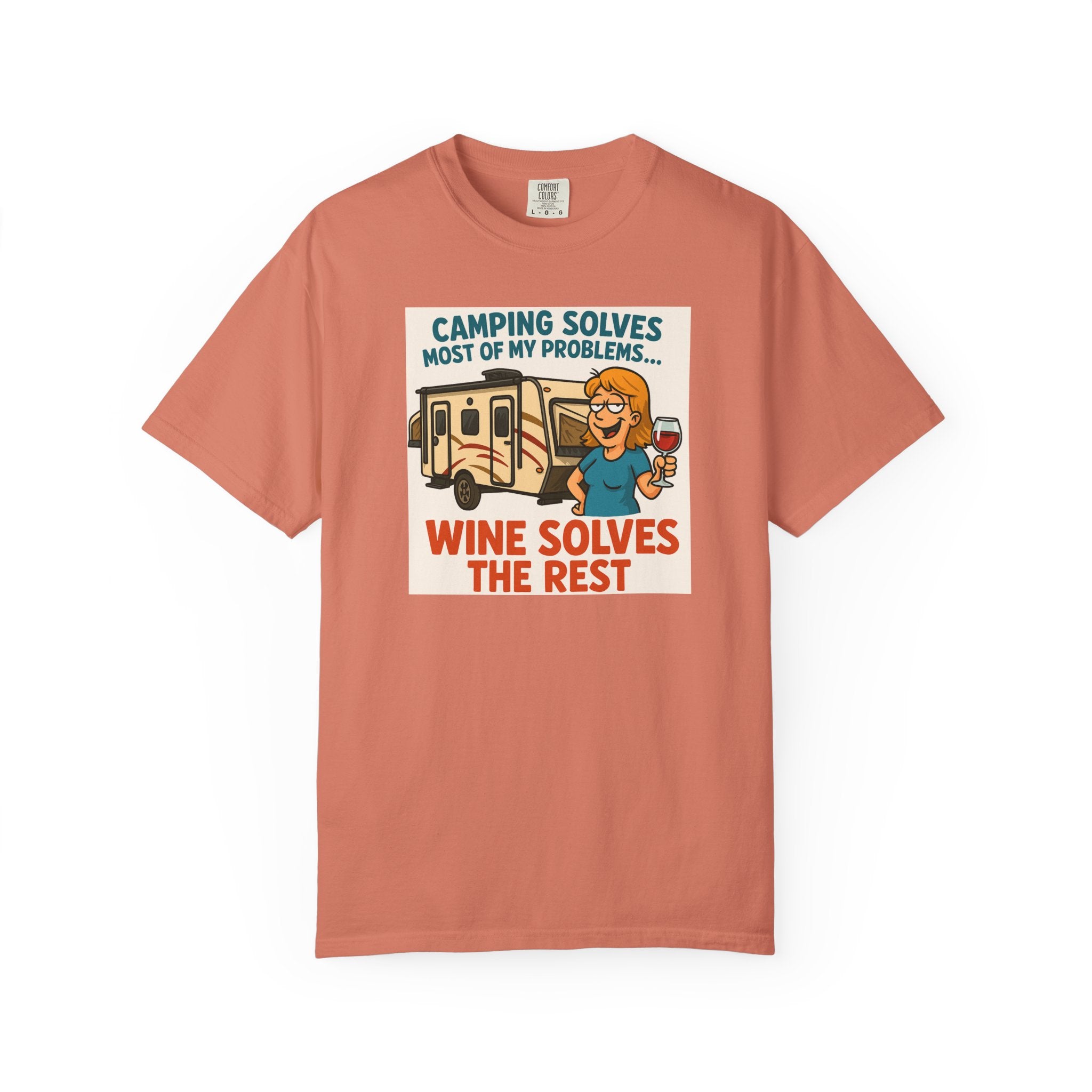 Camping Wine Solves T-shirt - Perfect for Outdoor Lovers, Adventure Seekers, Gift for Campers, Funny Camping Apparel, Relaxing Tee