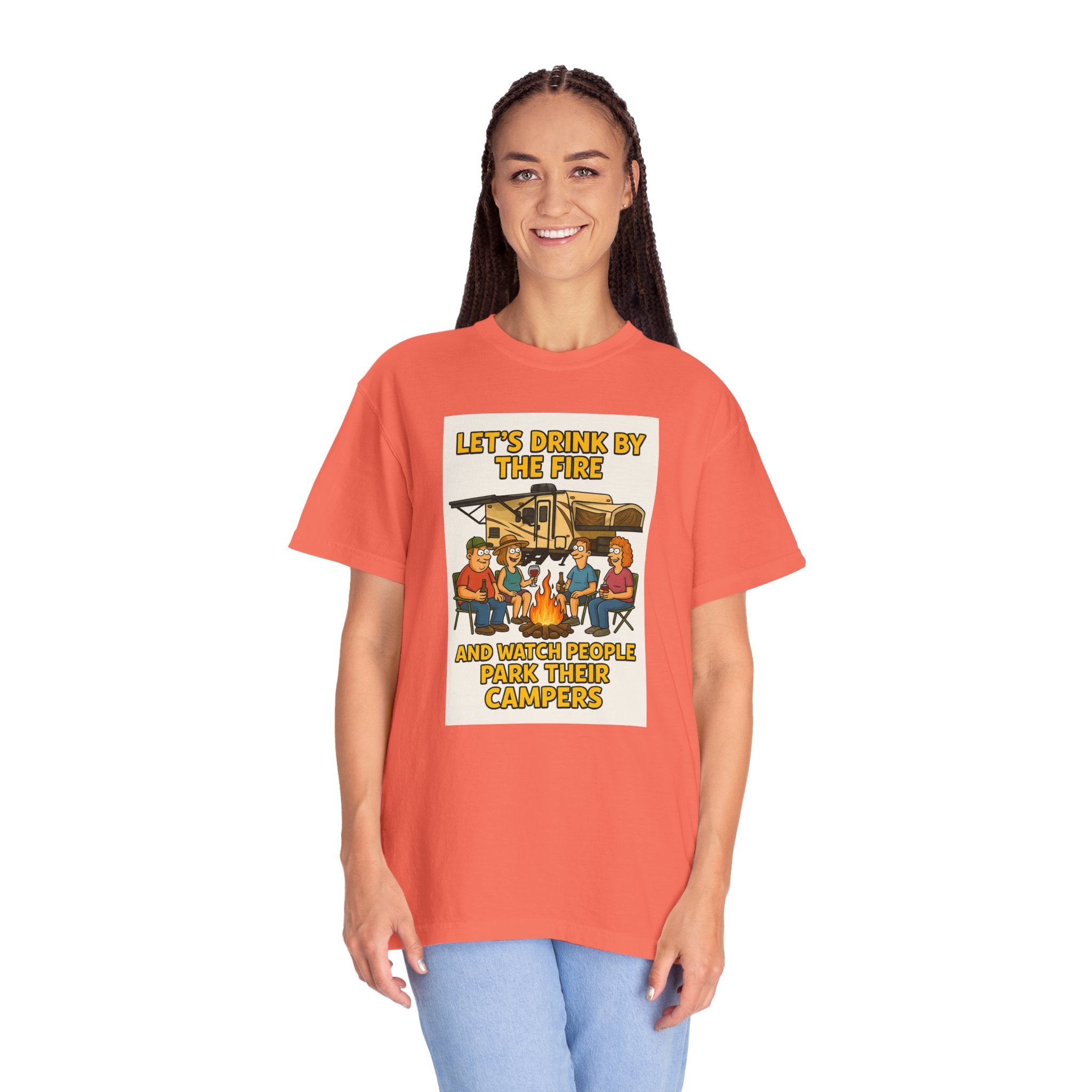 Campfire Vibes Unisex T-Shirt - "Let's Drink By The Fire and Watch People Park Their Campers"
