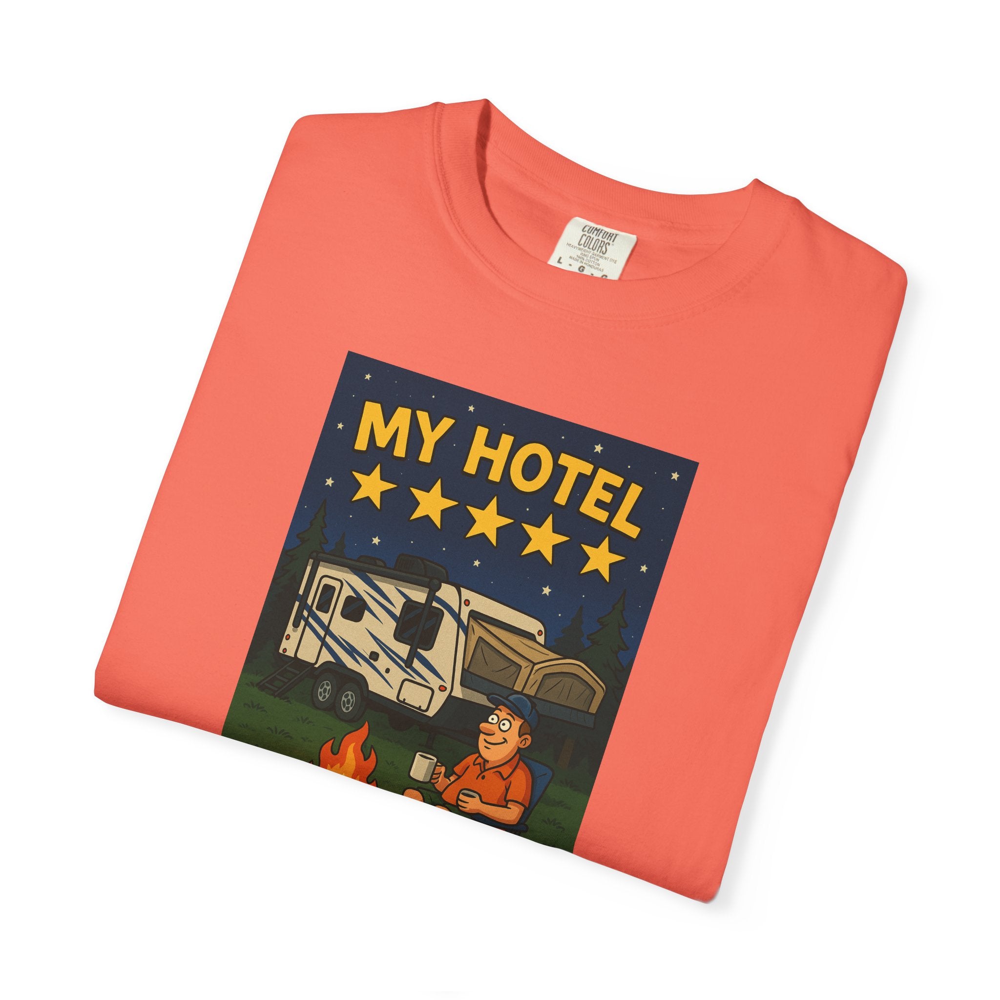 My Hotel Five Stars Unisex Garment-Dyed T-Shirt - Perfect for Campers and Travelers