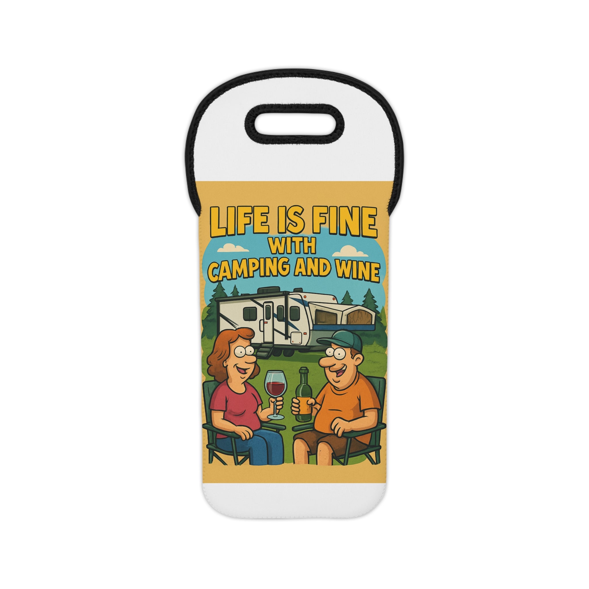 Hybrid Tote Bag - Life is Fine with Camping and Wine